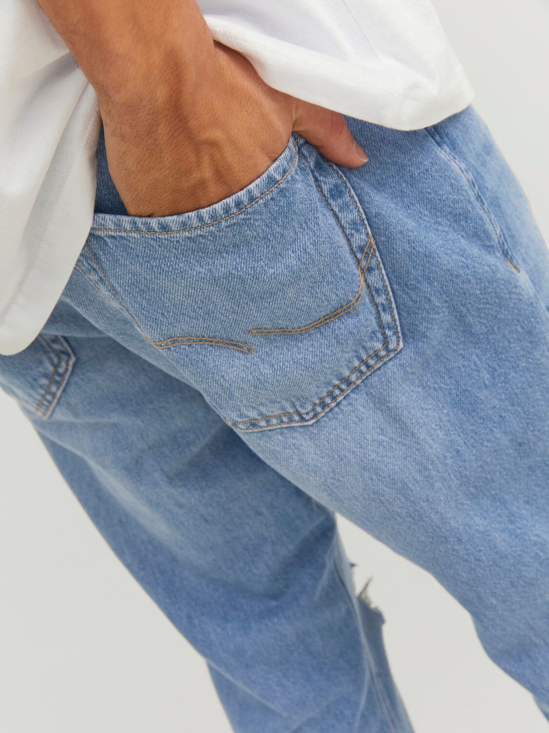 JACK & JONES Frank Original Cropped loose fit, heren jeans, denimblauw