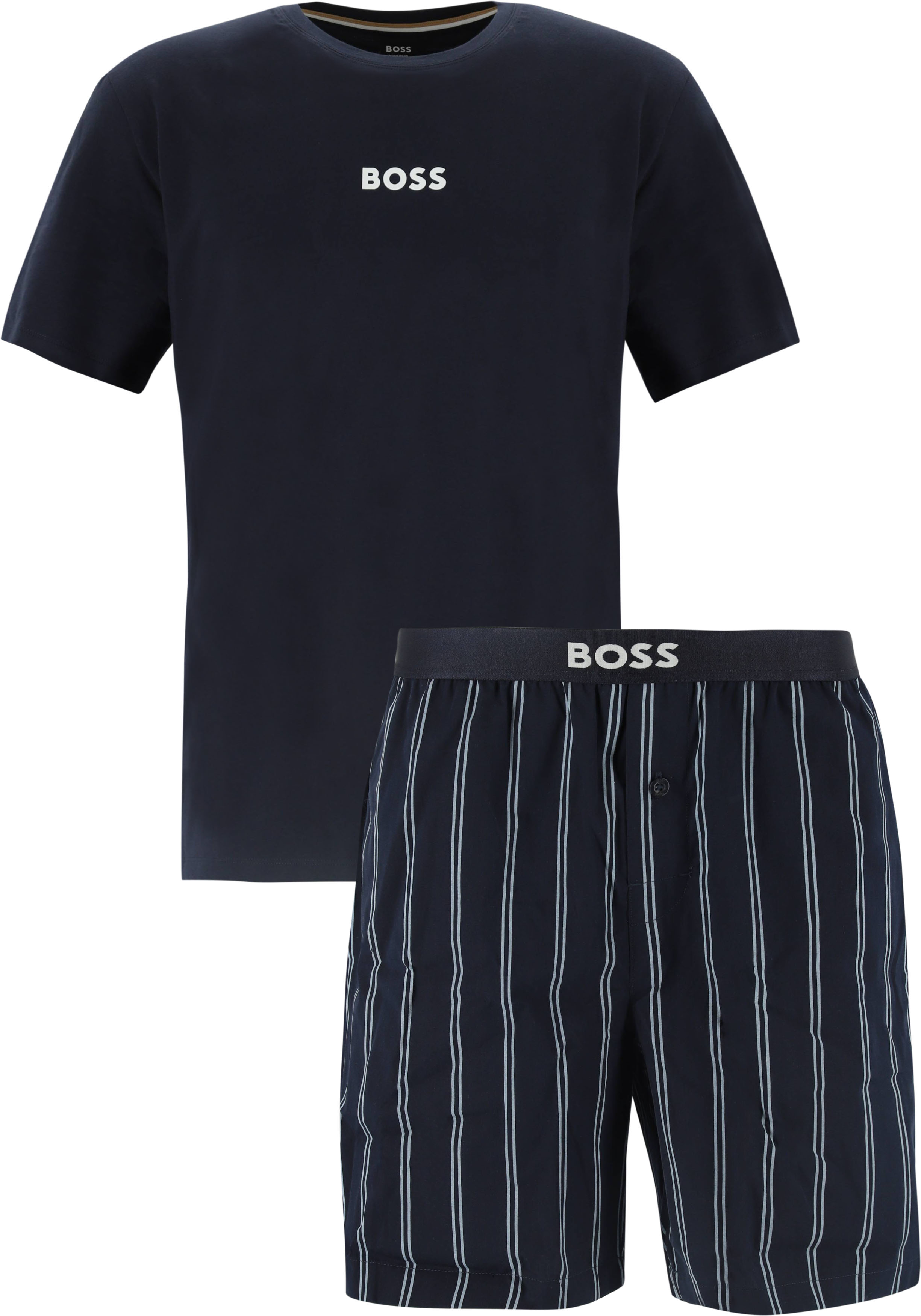 BOSS Easy Short Set, heren shortama set, donkerblauw