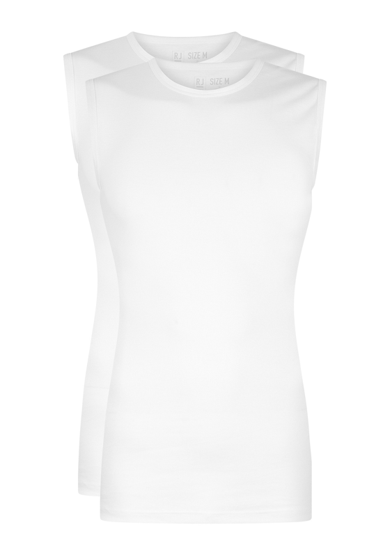 RJ Bodywear Everyday Assen shirts (2-pack), heren rib T-shirts mouwloos met O-hals, wit RJ Bodywear Everyday Assen shirts (2-pack), heren rib T-shirts mouwloos met O-hals, wit