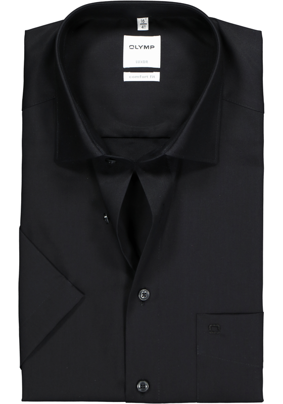 OLYMP Luxor comfort fit overhemd, korte mouwen, zwart OLYMP Luxor comfort fit overhemd, korte mouwen, zwart