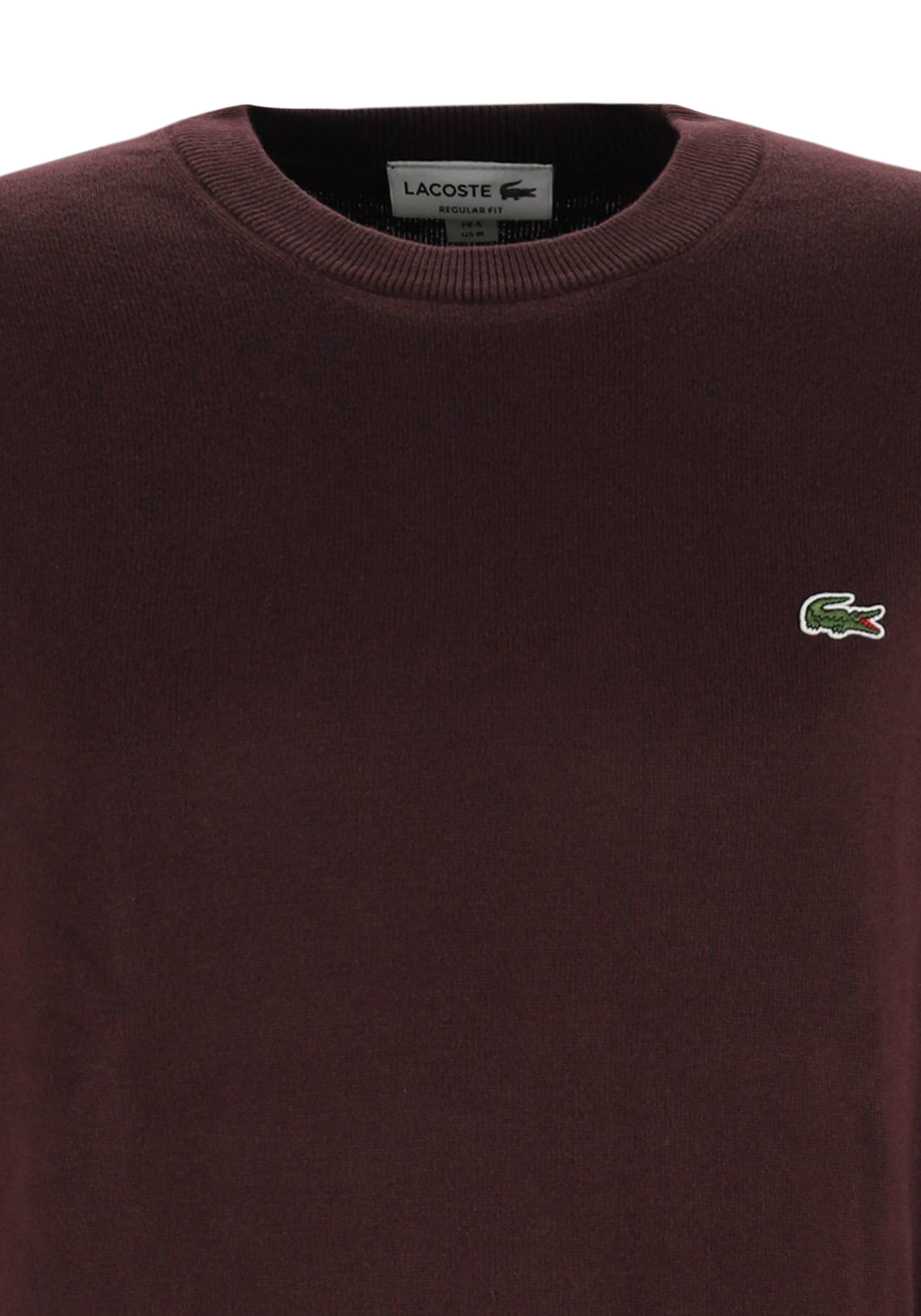 Lacoste herentrui katoen, O-hals, diep donkerrood