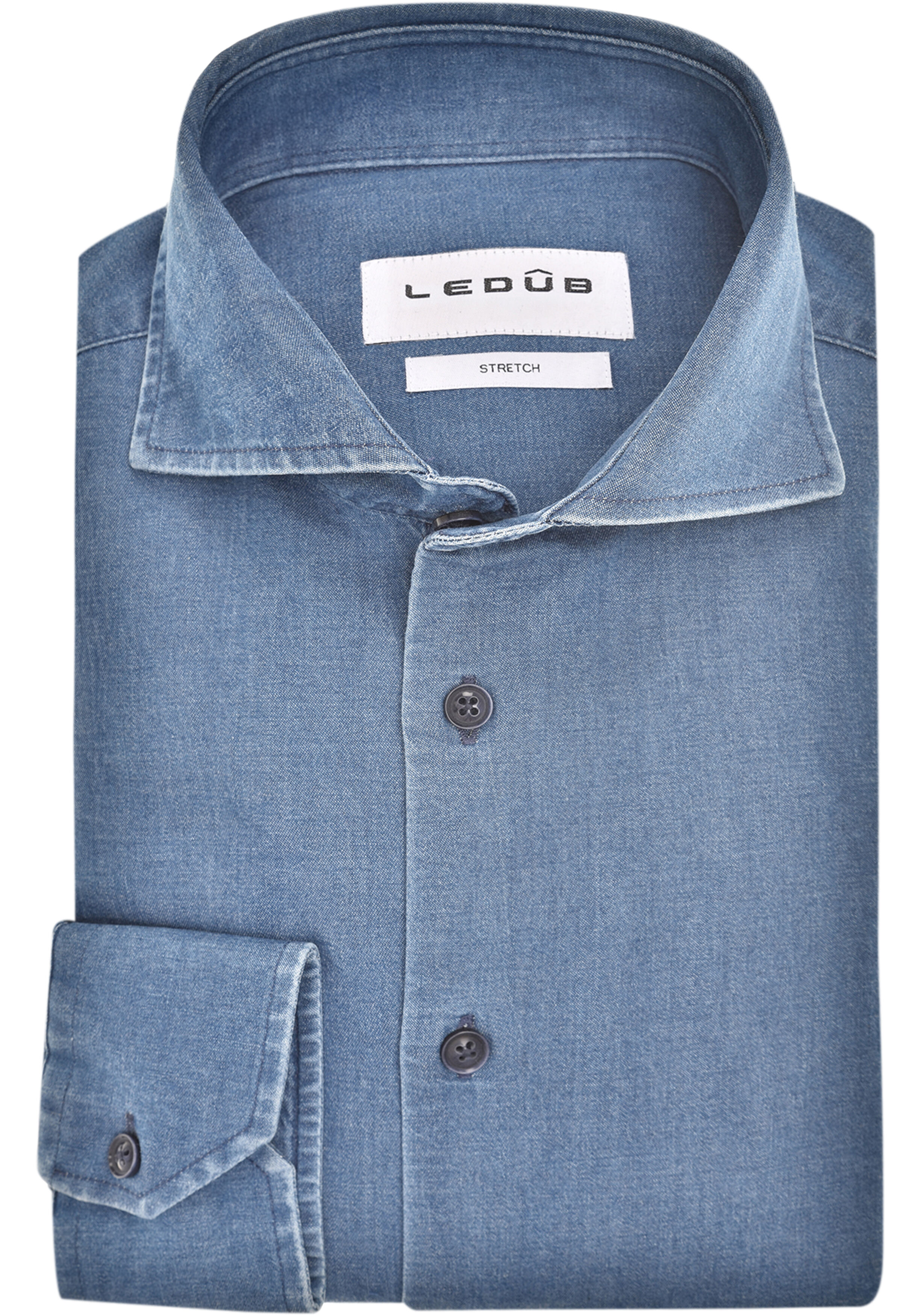 Ledub modern fit overhemd, twill, donkerblauw