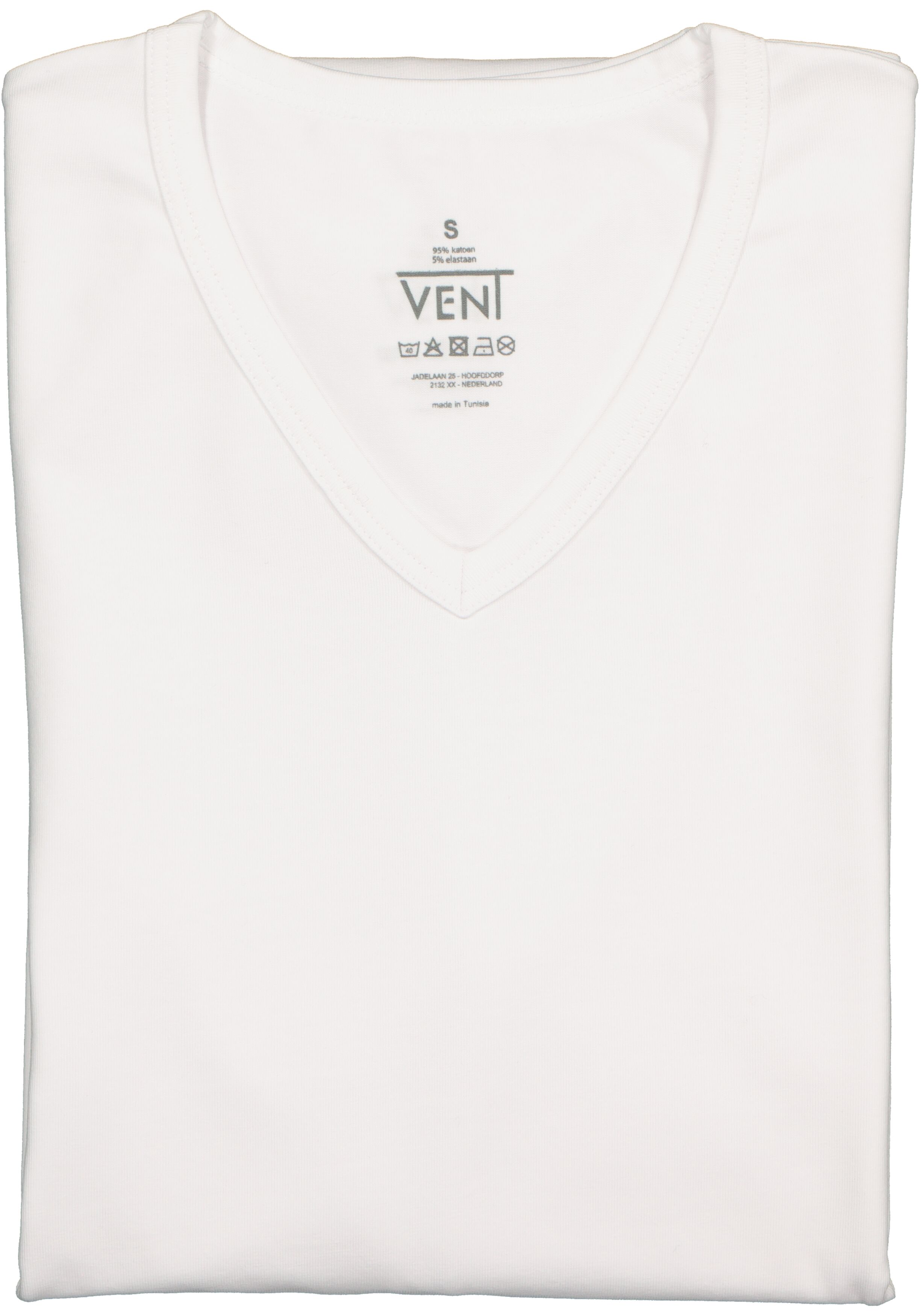VENT strak model T-shirt V-hals (2-pack), wit 