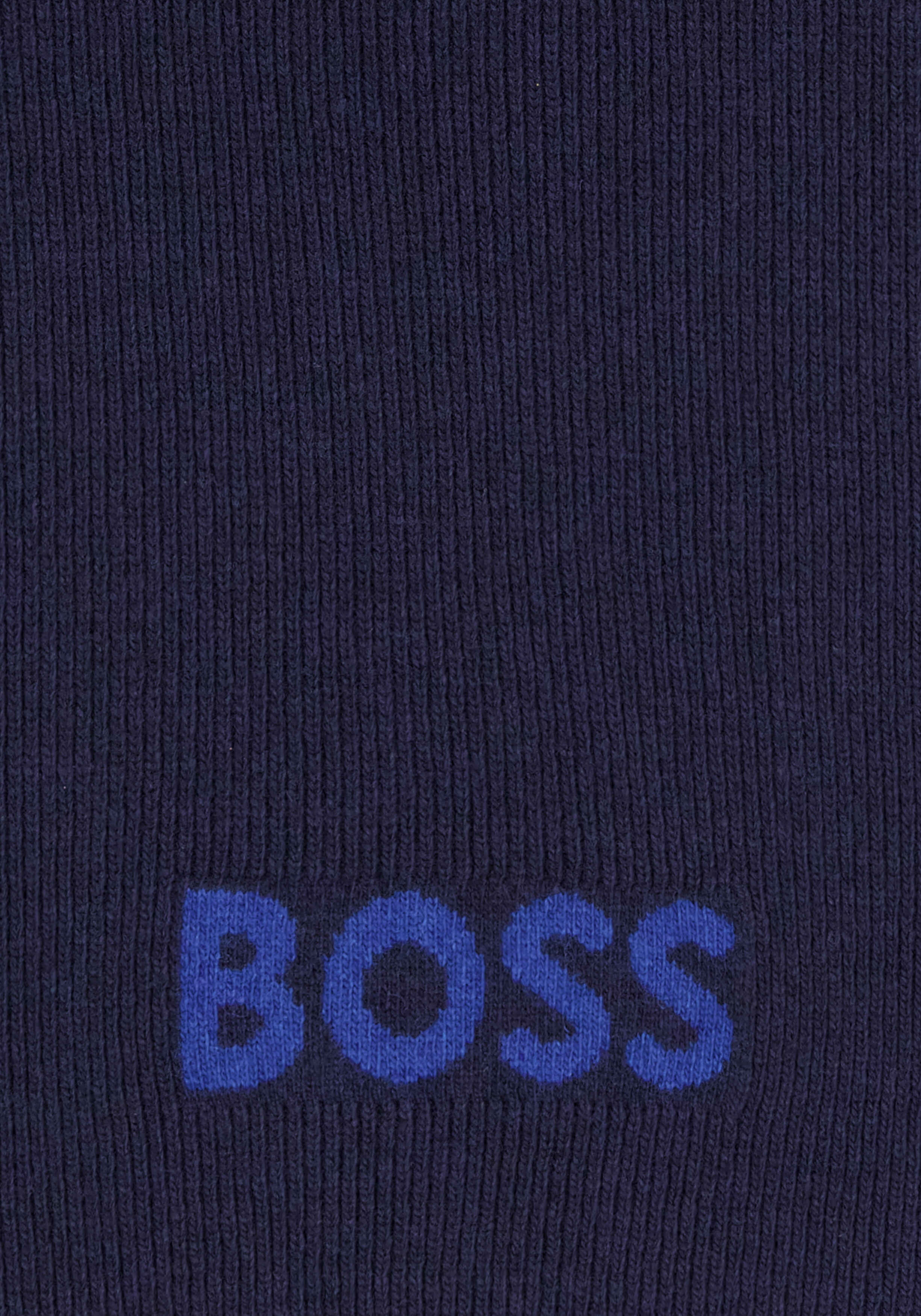 BOSS Elios sjaal wolmengsel, heren sjaal gebreid, donkerblauw
