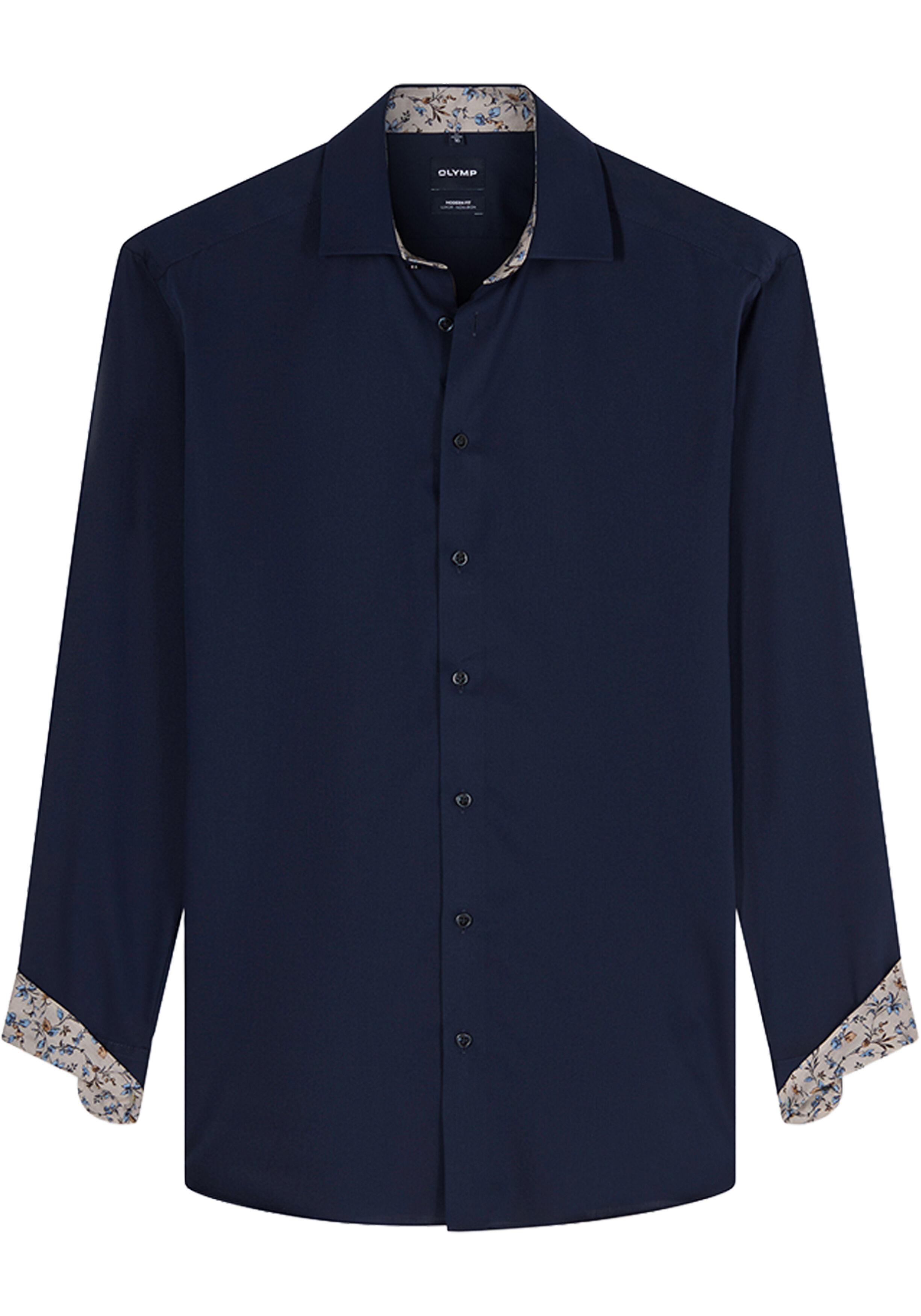 OLYMP Luxor modern fit overhemd, twill, marine blauw