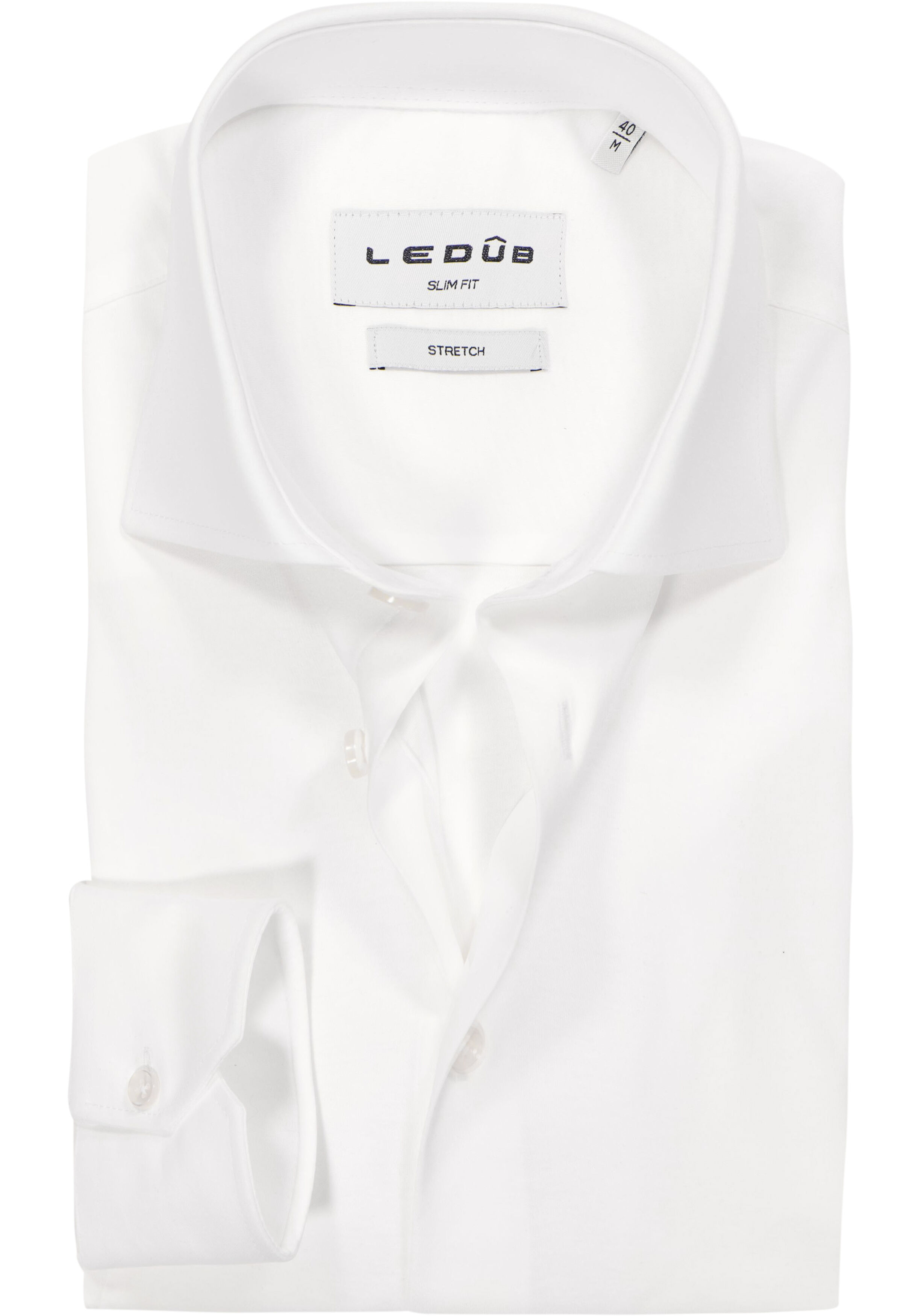 Ledub slim fit overhemd, jersey, wit