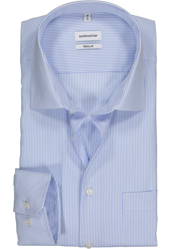 Seidensticker regular fit overhemd, lichtblauw met wit gestreept Seidensticker regular fit overhemd, lichtblauw met wit gestreept