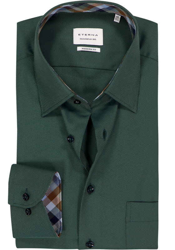 ETERNA modern fit overhemd, twill, donkergroen ETERNA modern fit overhemd, twill, donkergroen
