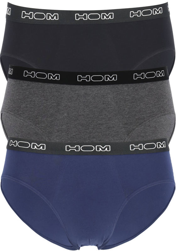 HOM Boxerlines #2 mini briefs (3-pack), heren mini slips, zwart, blauw, grijs HOM Boxerlines #2 mini briefs (3-pack), heren mini slips, zwart, blauw, grijs