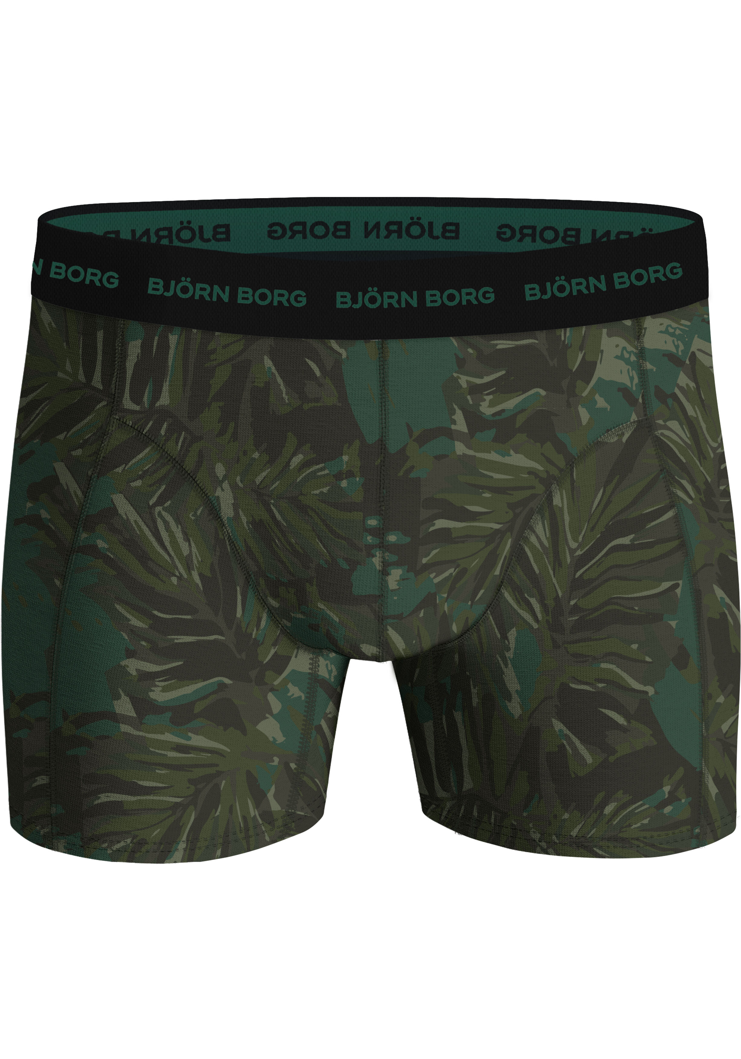 Bjorn Borg Cotton Stretch boxers, heren boxers normale lengte (3-pack), 2 tinten groen en bladeren print