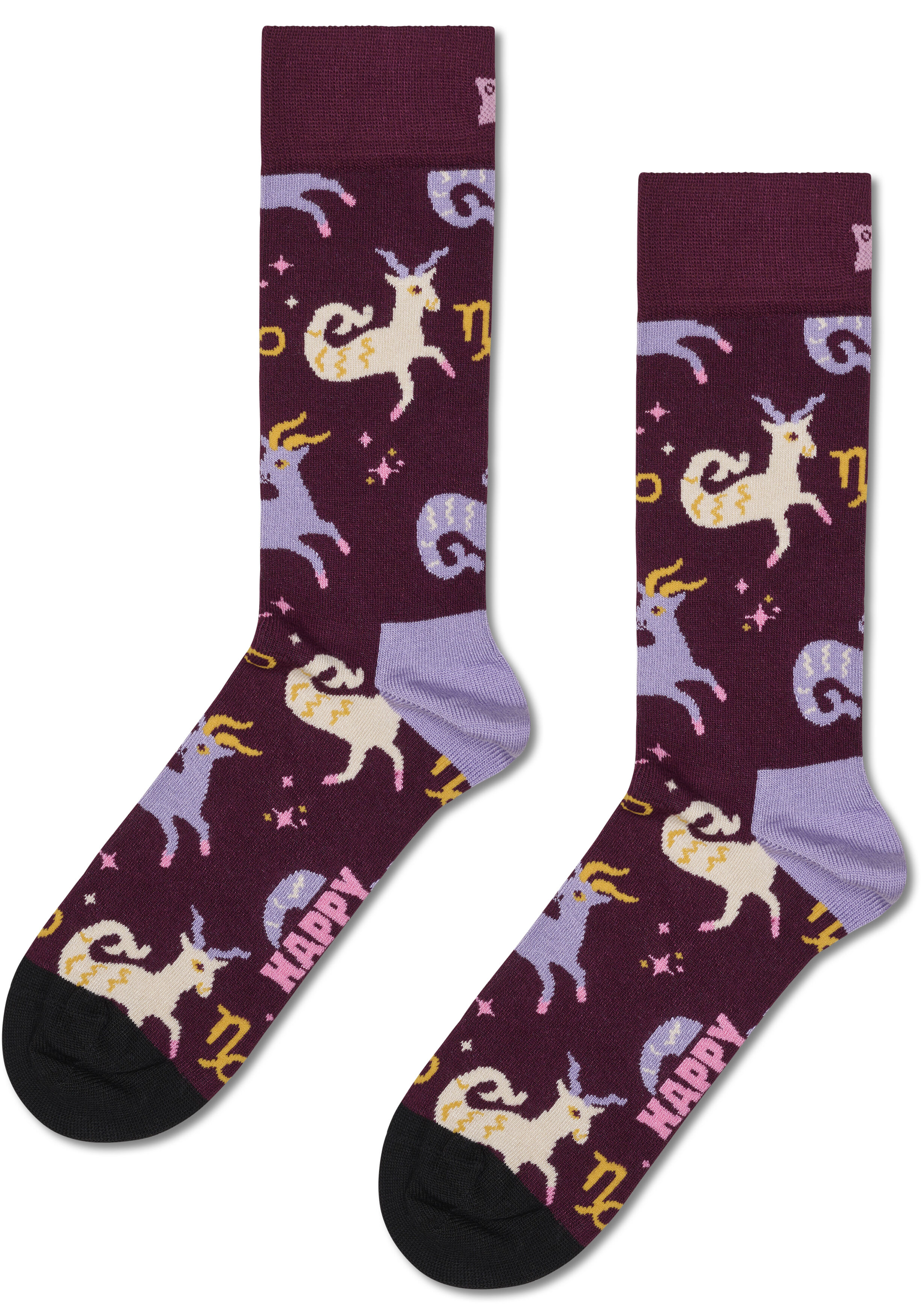 Happy Socks Capricorn Sock, unisex sokken, donkerrood