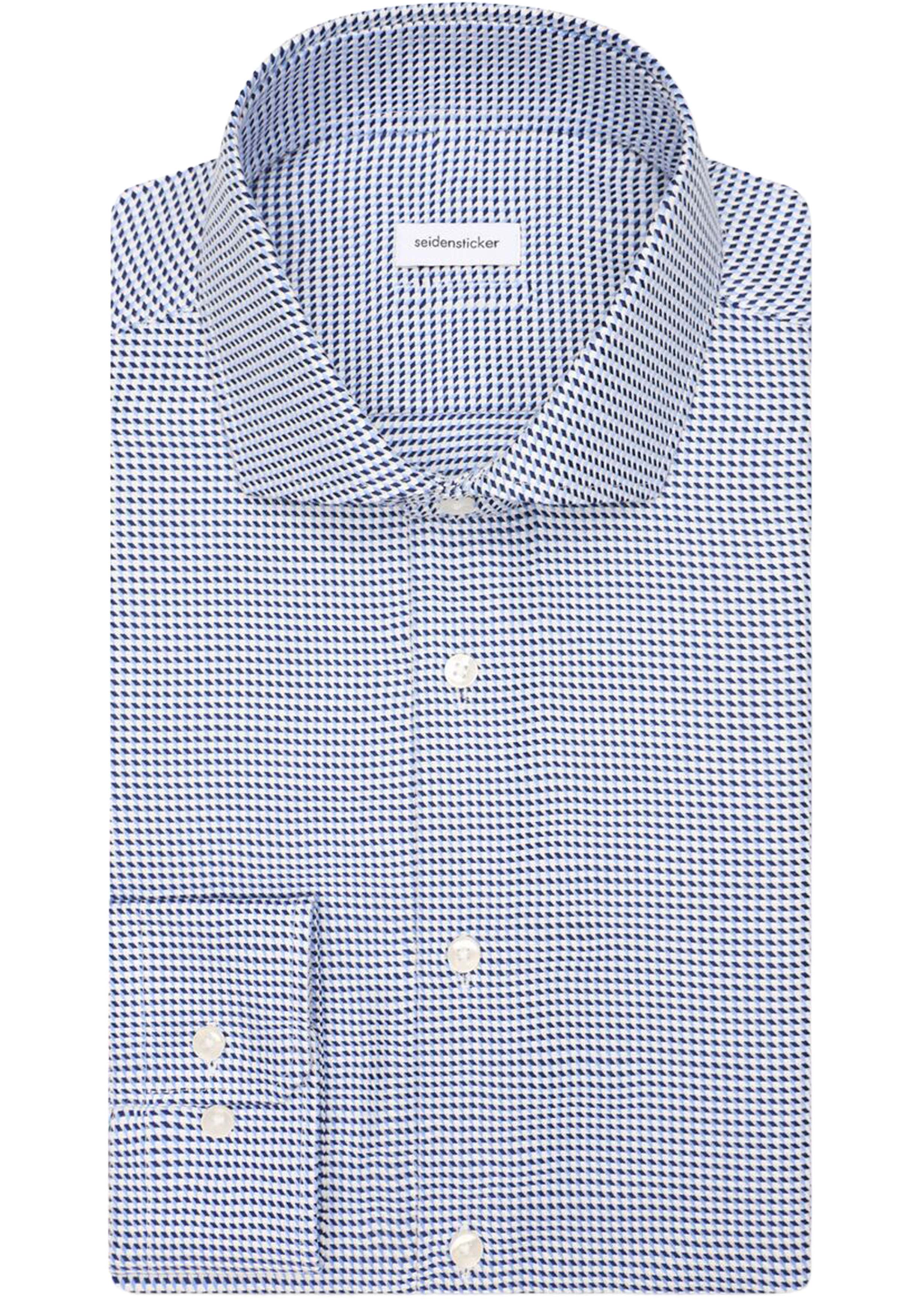 Seidensticker x-slim fit overhemd, popeline, blauw geruit