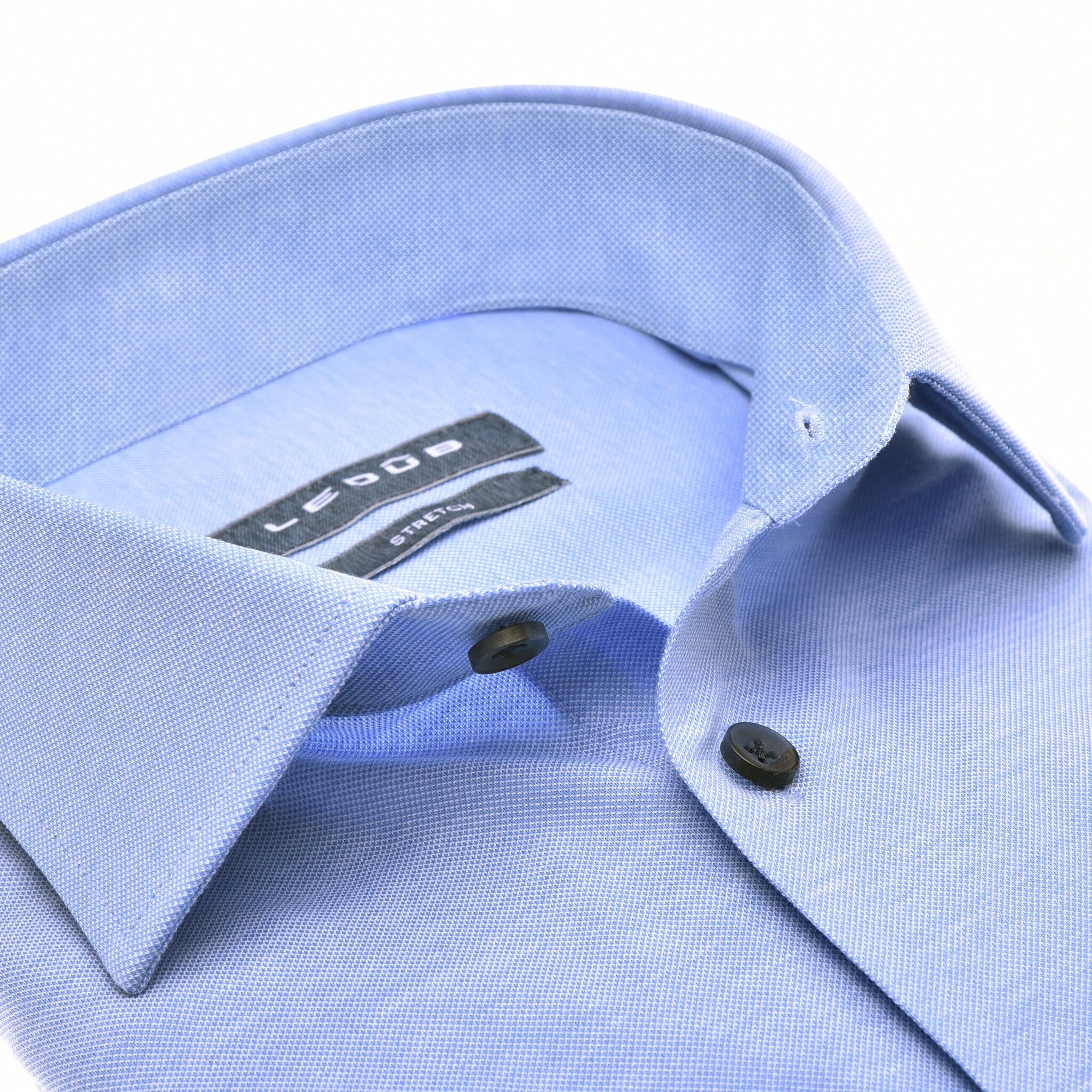Ledub slim fit overhemd, mouwlengte 72 cm, jersey, middenblauw