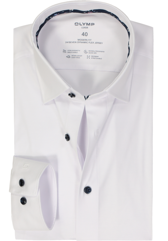OLYMP 24/7 modern fit overhemd, tricot, wit OLYMP 24/7 modern fit overhemd, tricot, wit