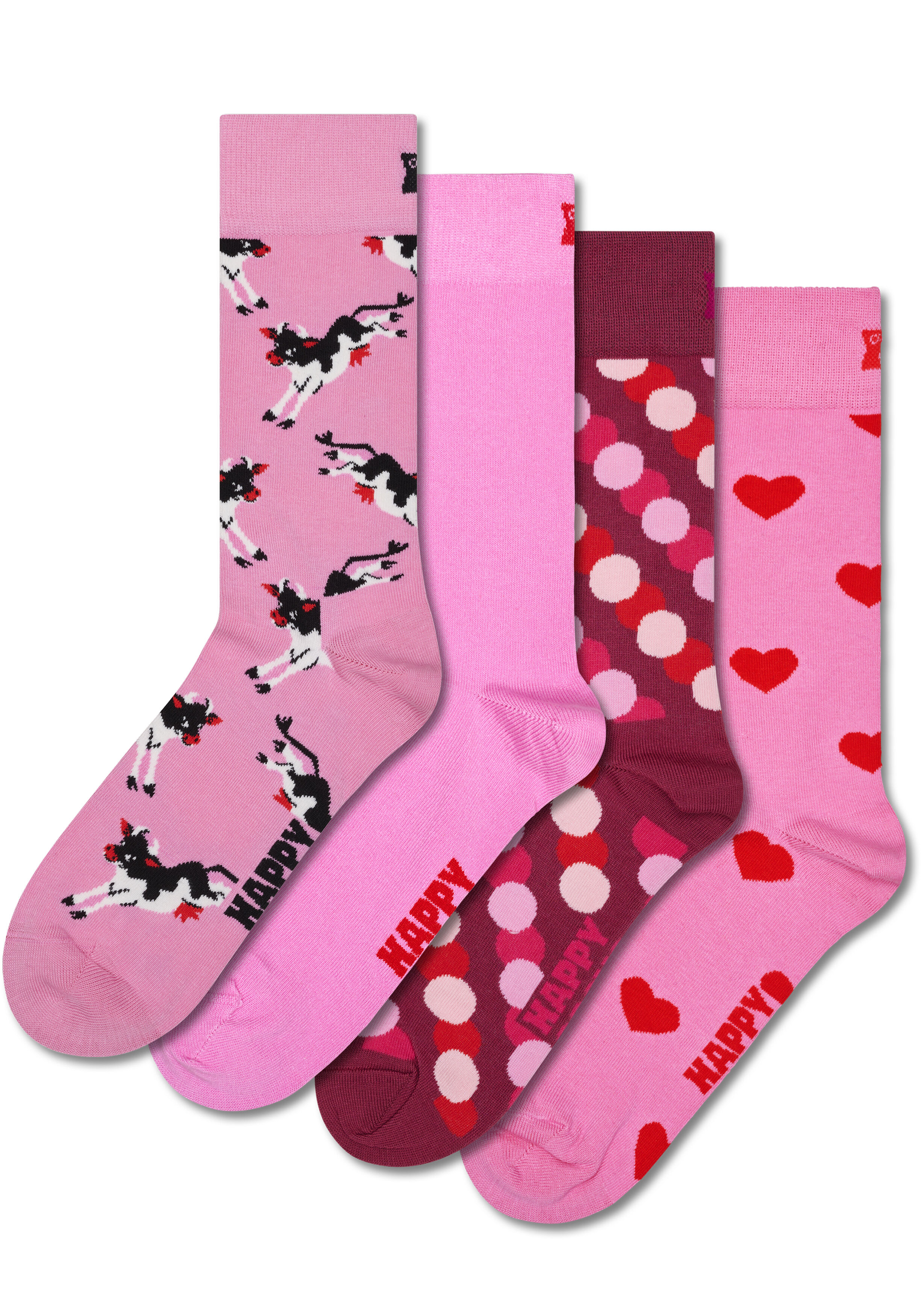 Happy Socks Pink Socks Gift Set (4-pack), unisex sokken in cadeauverpakking, roze