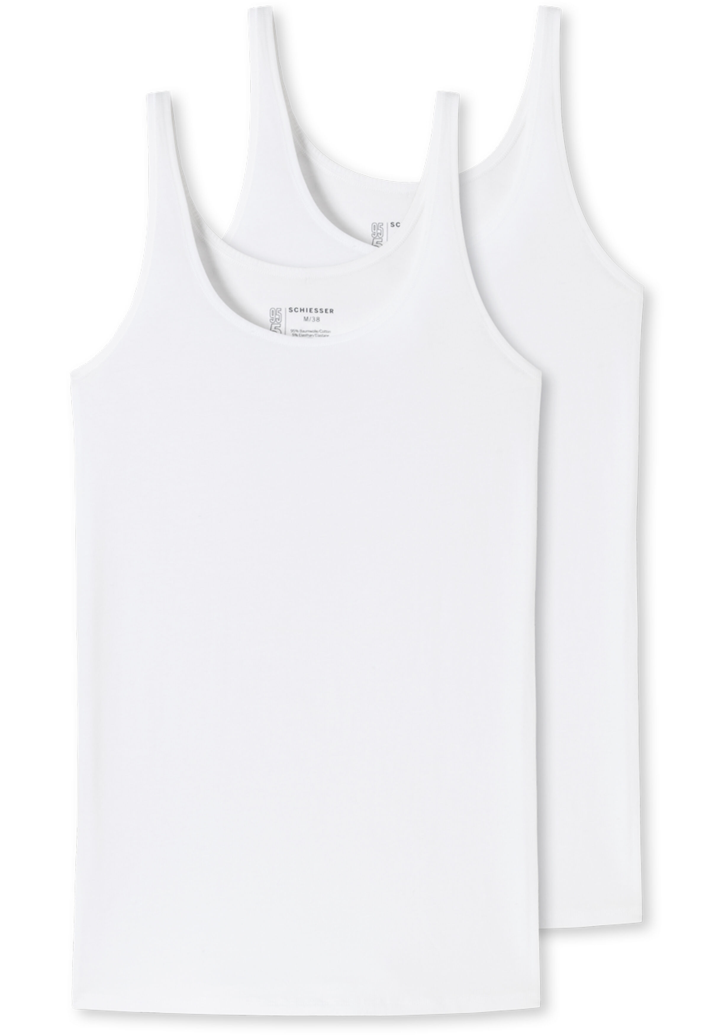 SCHIESSER 95/5 singlet (2-pack), dames top biologisch katoen wit
