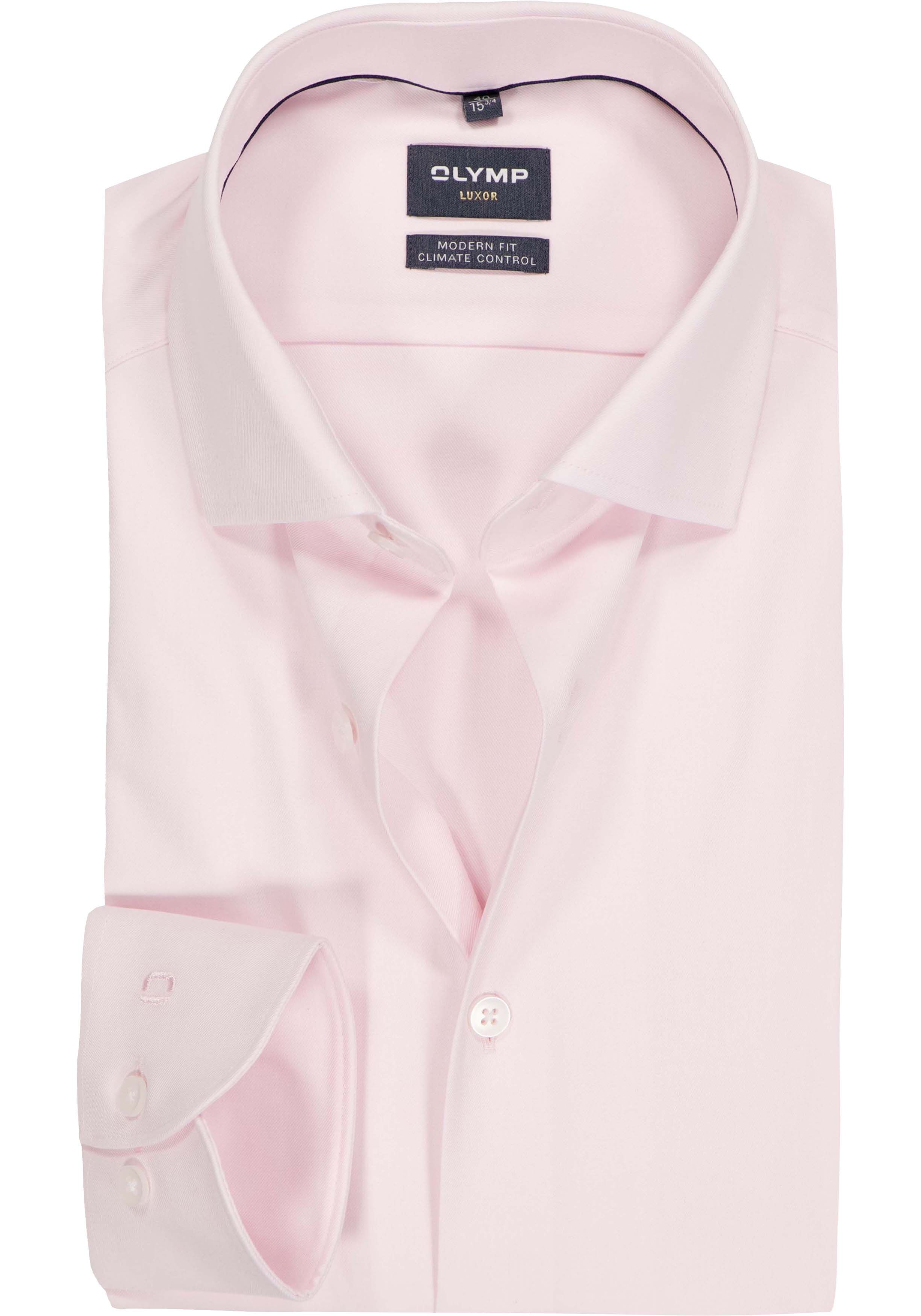 OLYMP 24/7 Luxor modern fit overhemd, twill, roze