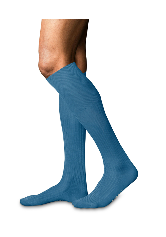 FALKE No. 10 Pure Fil d'Ecosse heren kniekousen, blauw (nautical) FALKE No. 10 Pure Fil d'Ecosse heren kniekousen, blauw (nautical)