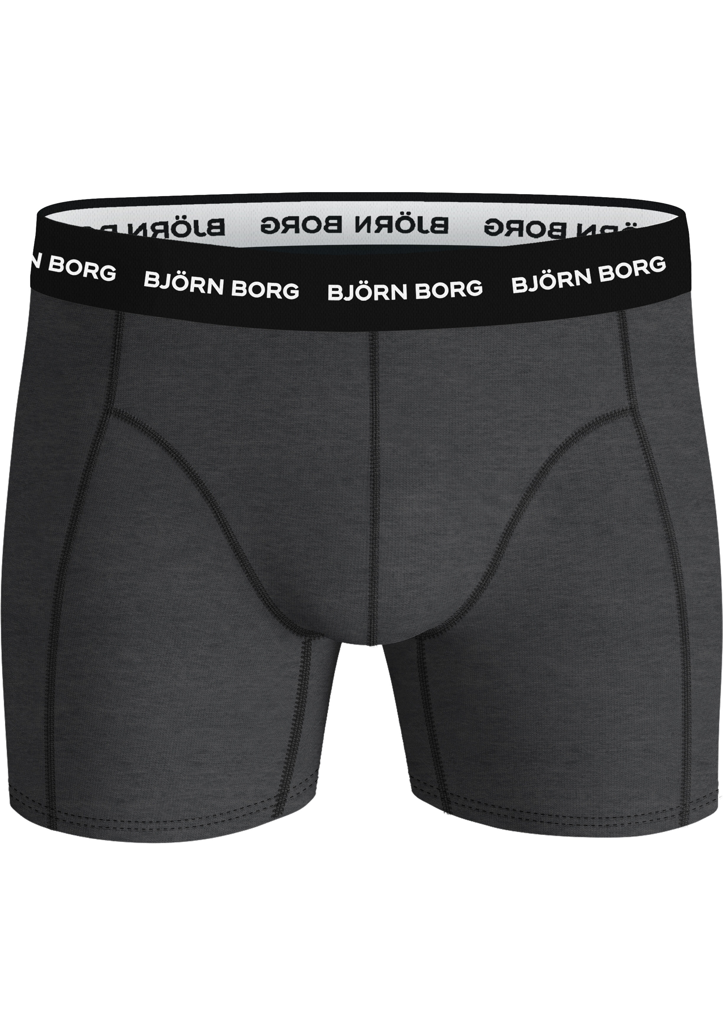 Bjorn Borg Cotton Stretch boxers, heren boxers normale lengte (3-pack), zwart, grijs en wit met print
