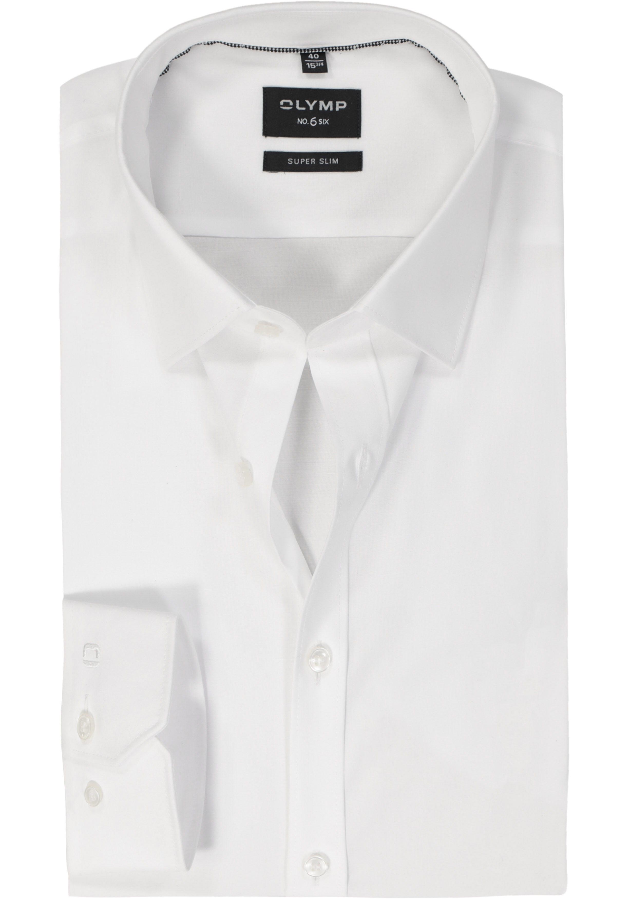 OLYMP No. Six super slim fit overhemd, mouwlengte 7, wit     