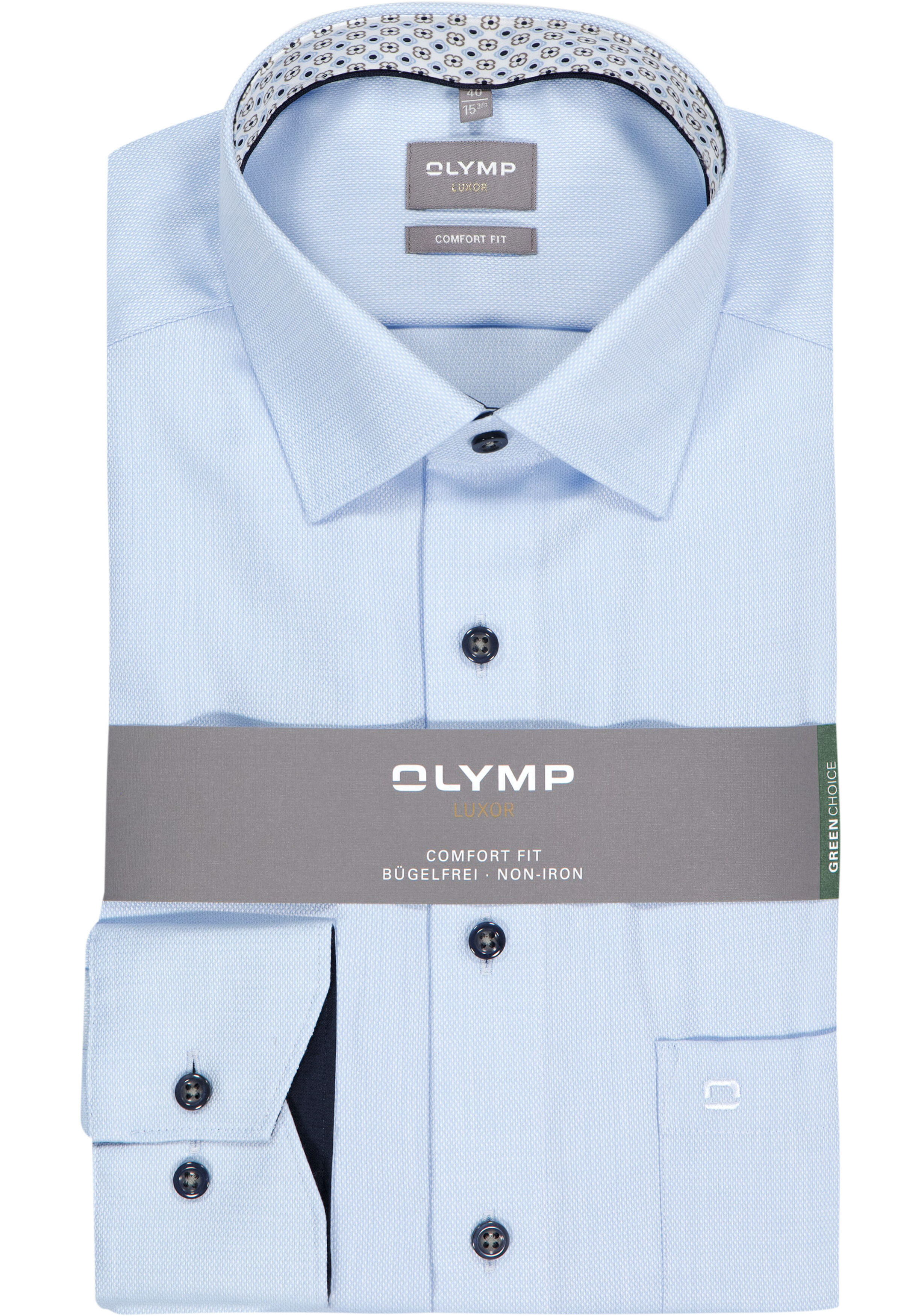 OLYMP Luxor comfort fit overhemd, structuur, lichtblauw
