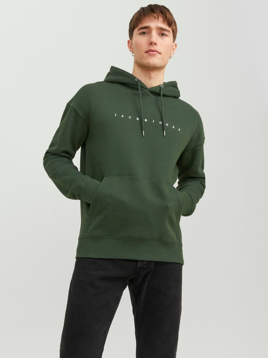 JACK & JONES Star jj sweat hood regular fit, heren hoodie katoenmengsel met capuchon, groen