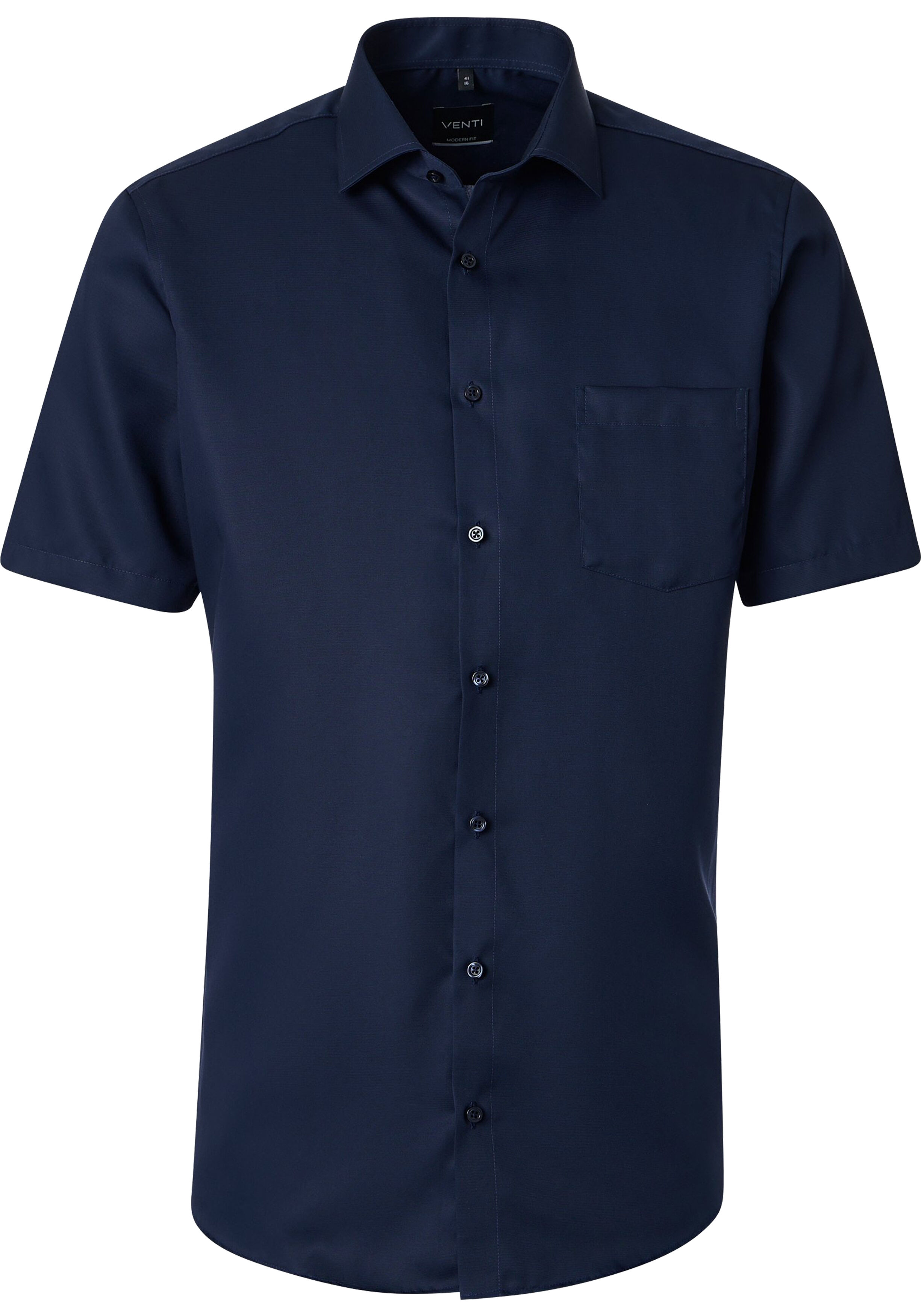 VENTI CASA MODA comfort fit overhemd, korte mouw, structuur, donkerblauw