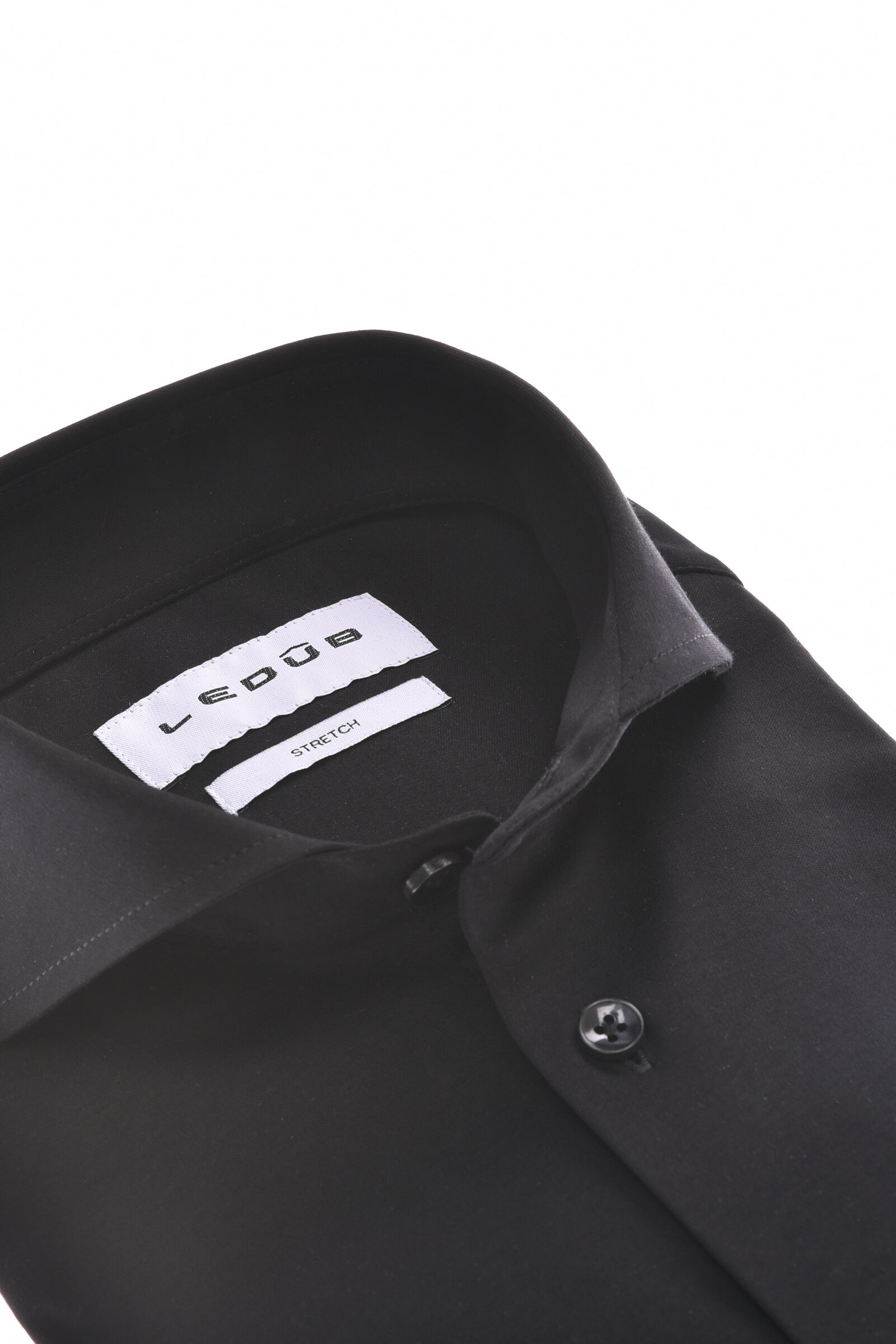 Ledub slim fit overhemd, jersey, zwart
