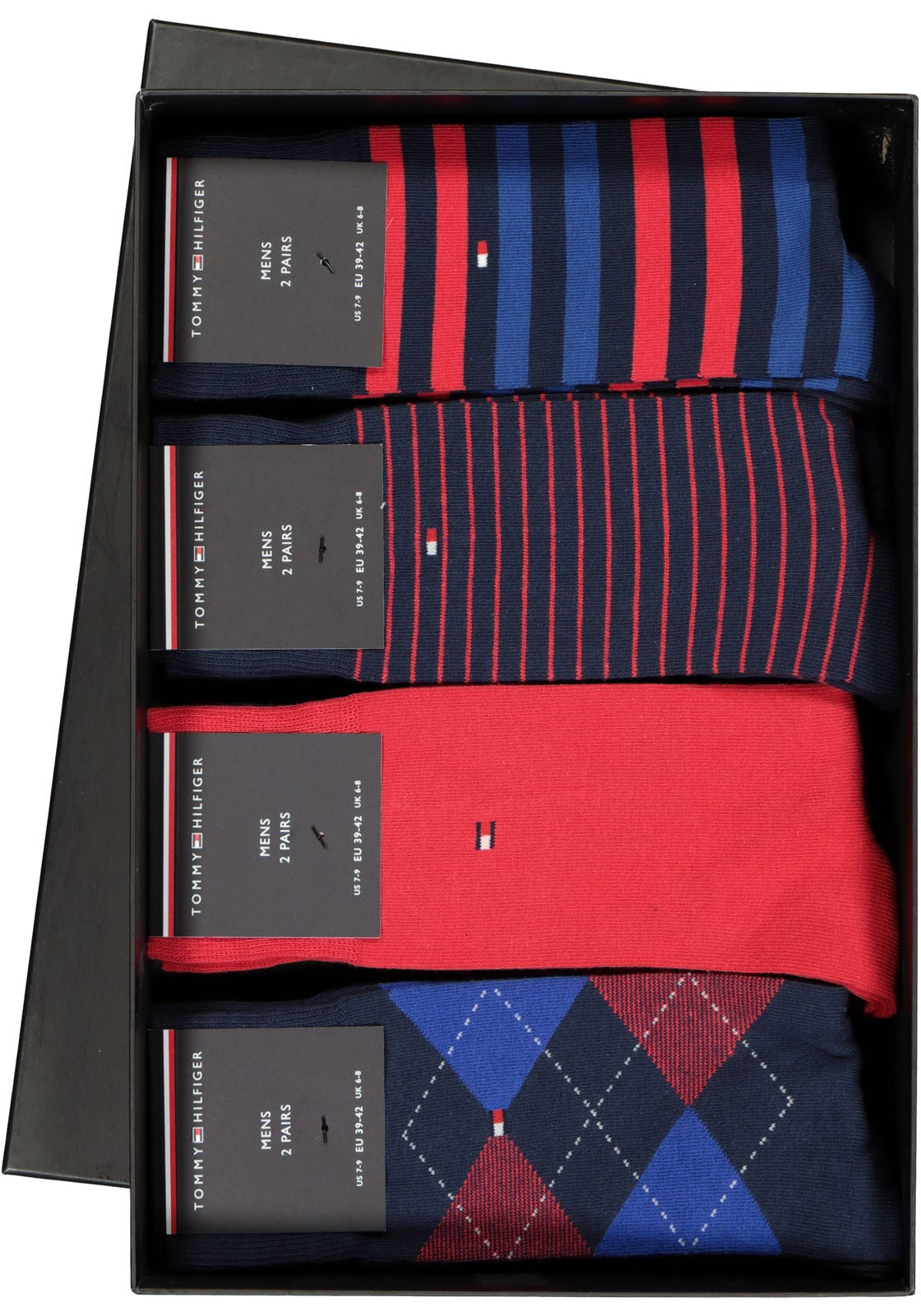 1-20055_cadeauset_HR Cadeaubox: 8 paar Tommy Hilfiger Red/Blue sokken