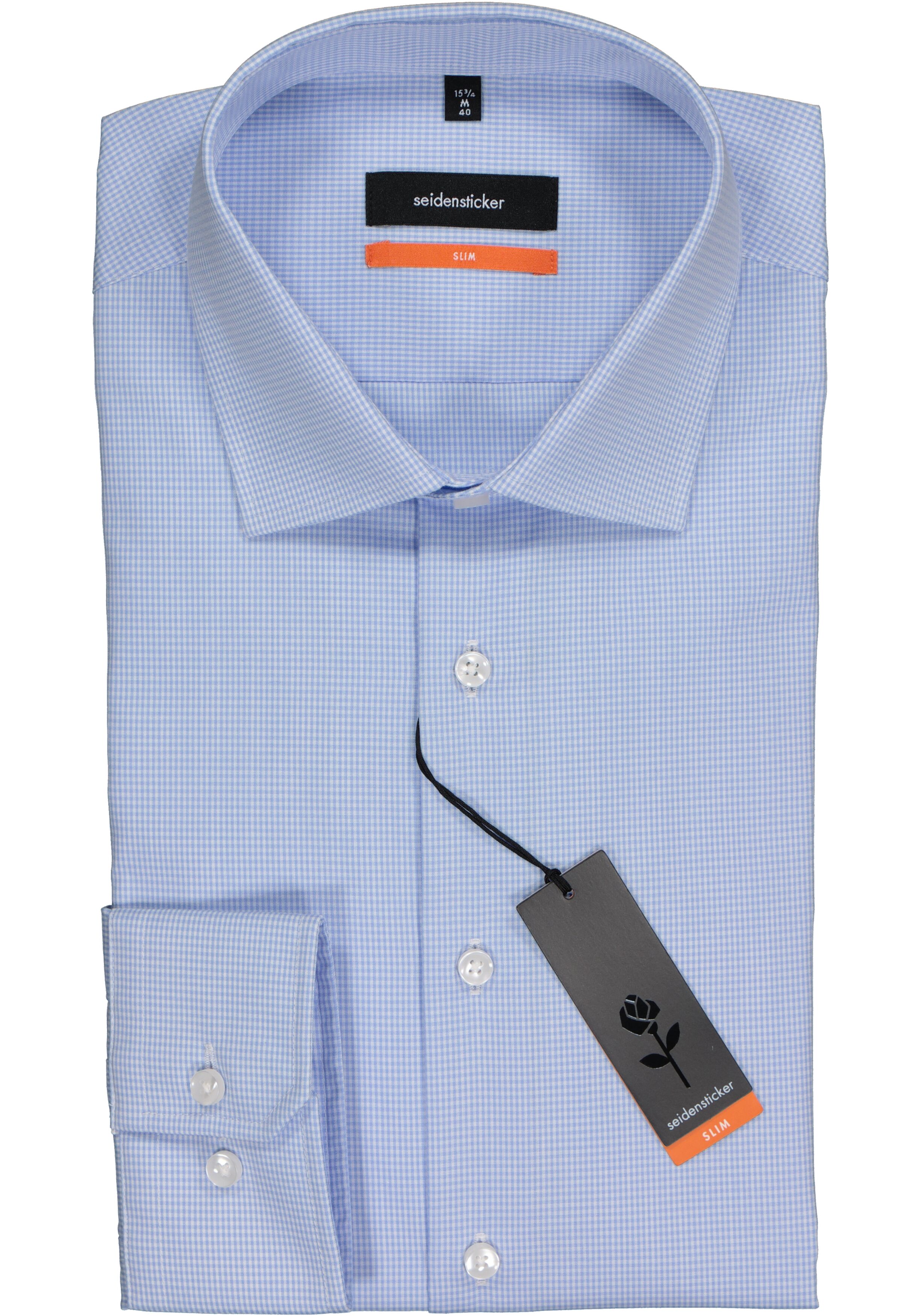 Seidensticker slim fit overhemd, lichtblauw geruit