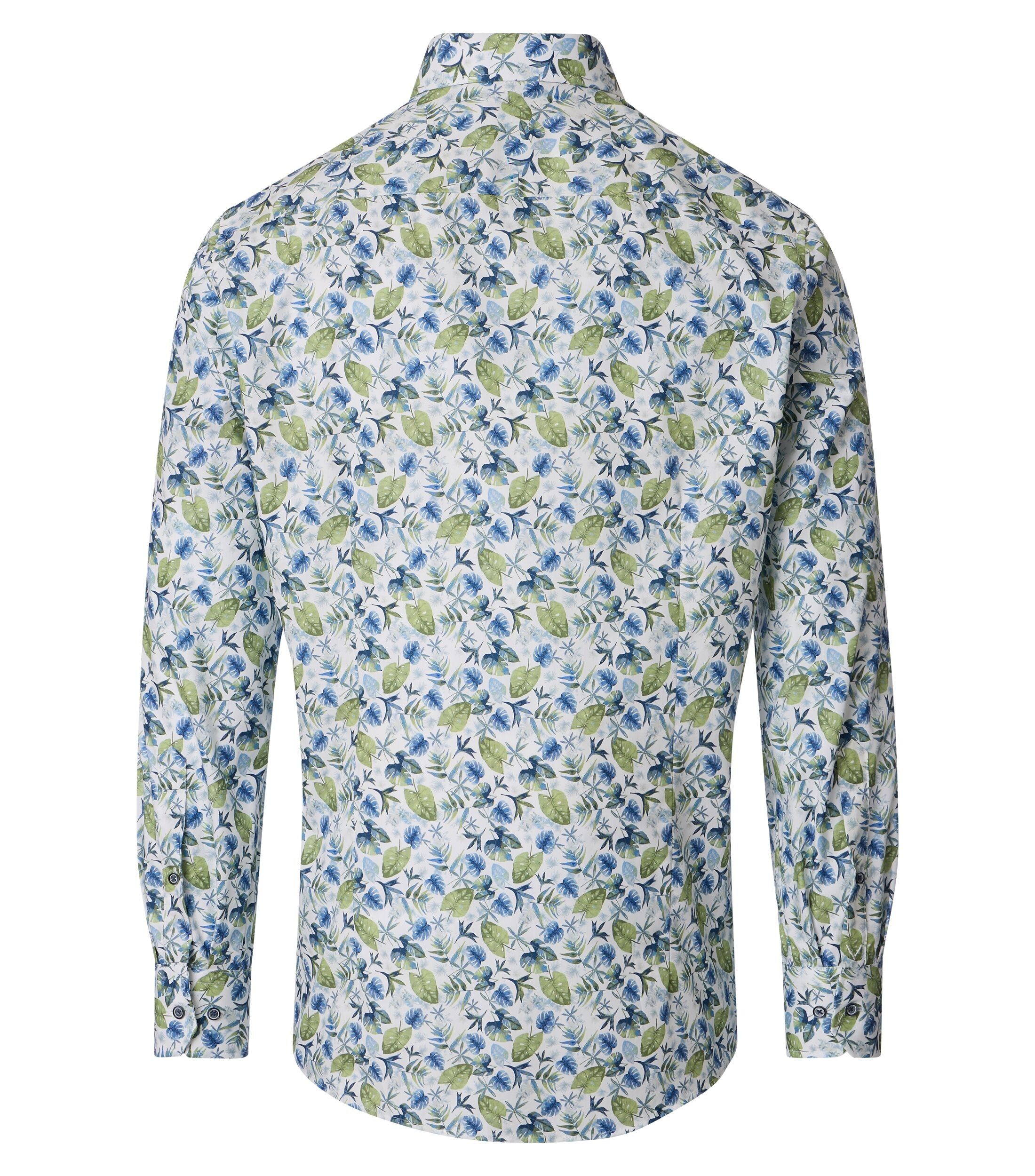 VENTI modern fit overhemd, popeline, wit, blauw, groen dessin