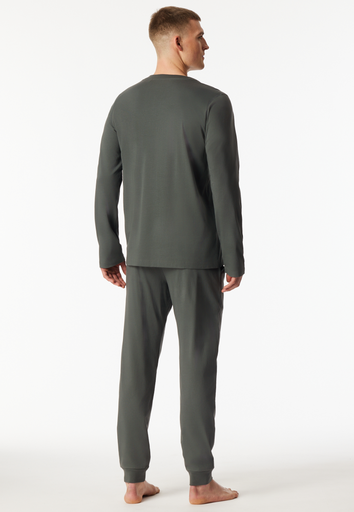 SCHIESSER Casual Essentials Pyjama lang, heren pyjama set, donkergroen