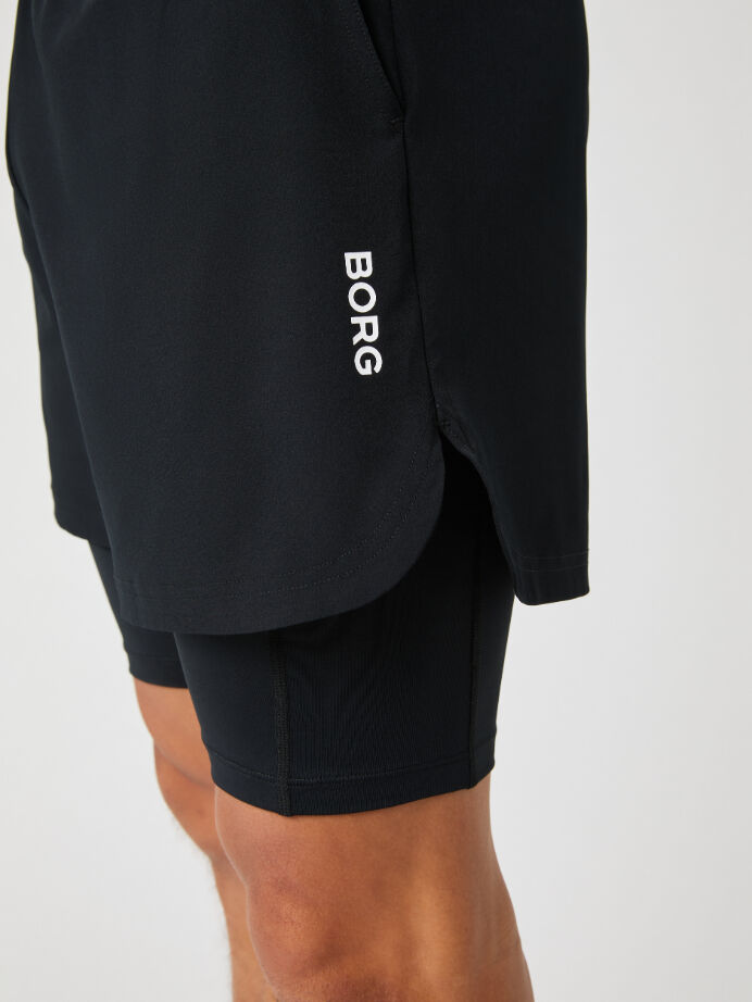 Bjorn Borg 2 In 1 Shorts, heren sportbroek kort, zwart