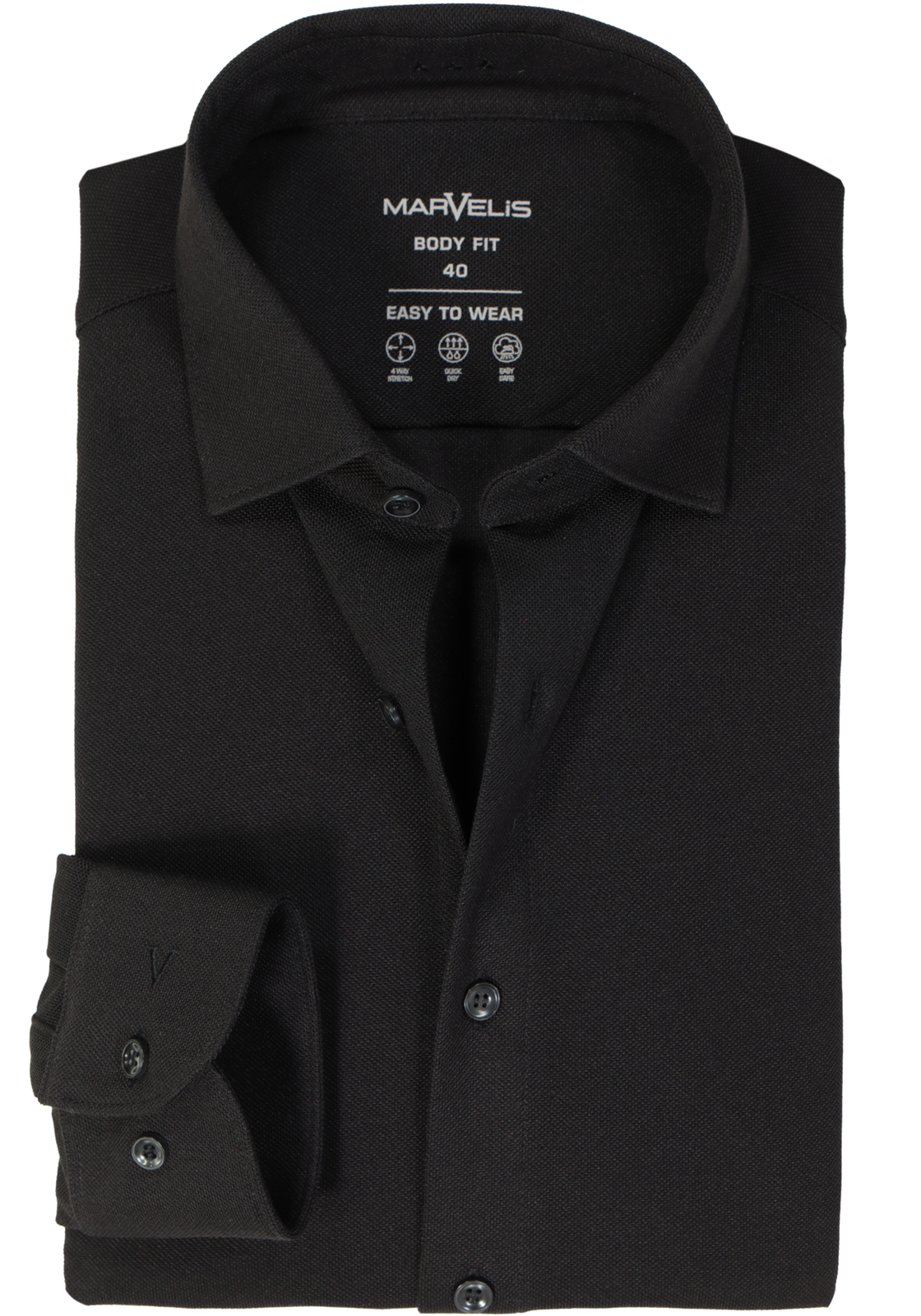 MARVELIS jersey body fit overhemd, zwart tricot MARVELIS jersey body fit overhemd, zwart tricot