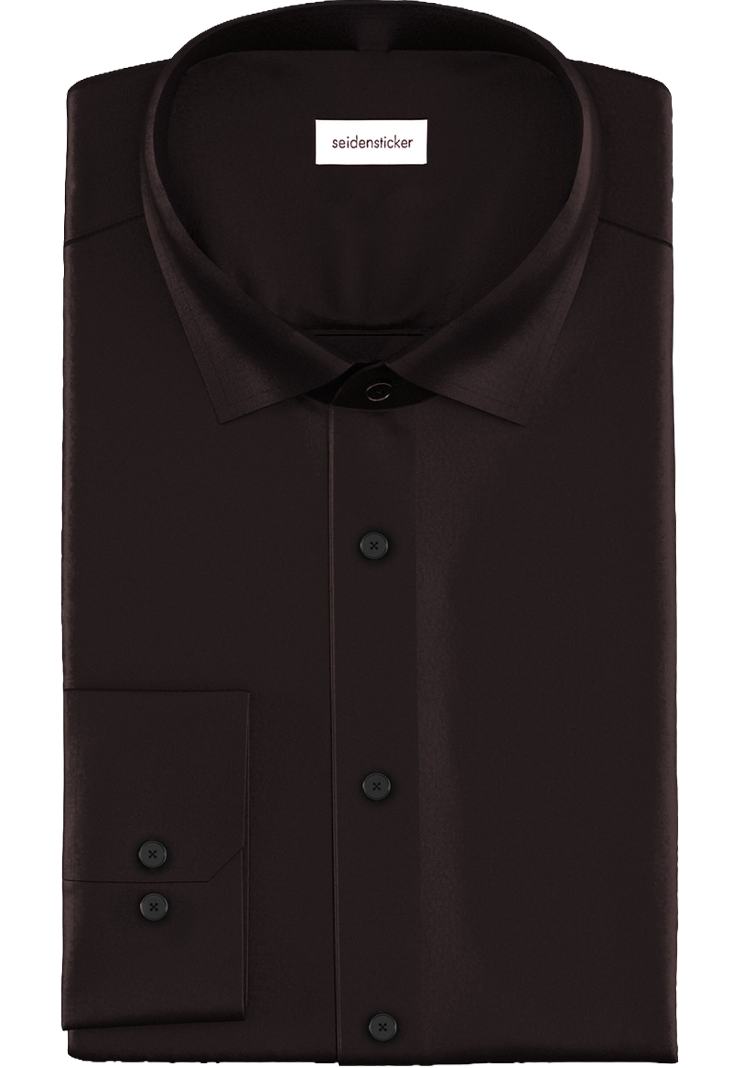 Seidensticker slim fit overhemd, mouwlengte 7, popeline, zwart
