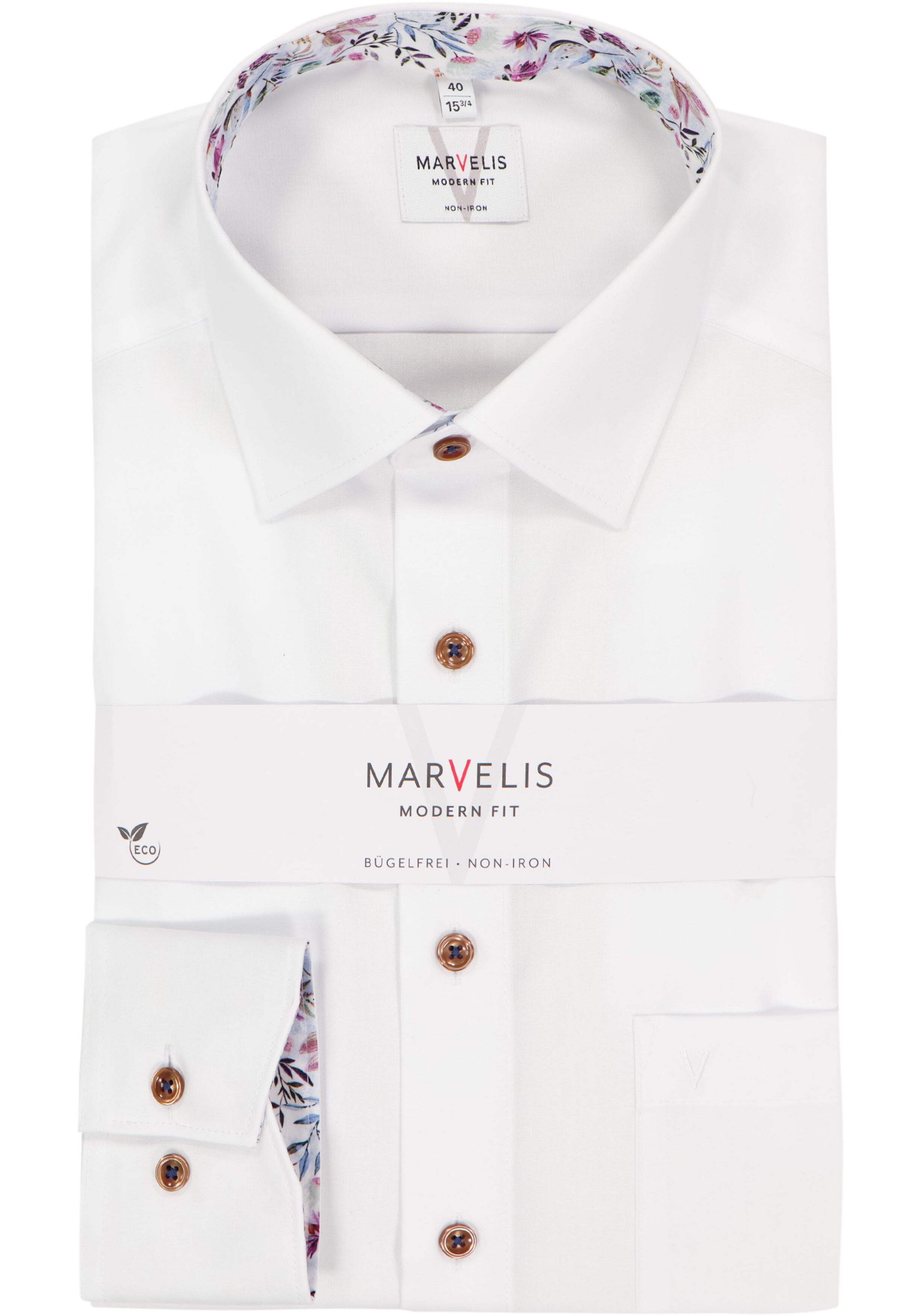 MARVELIS modern fit overhemd, popeline, wit