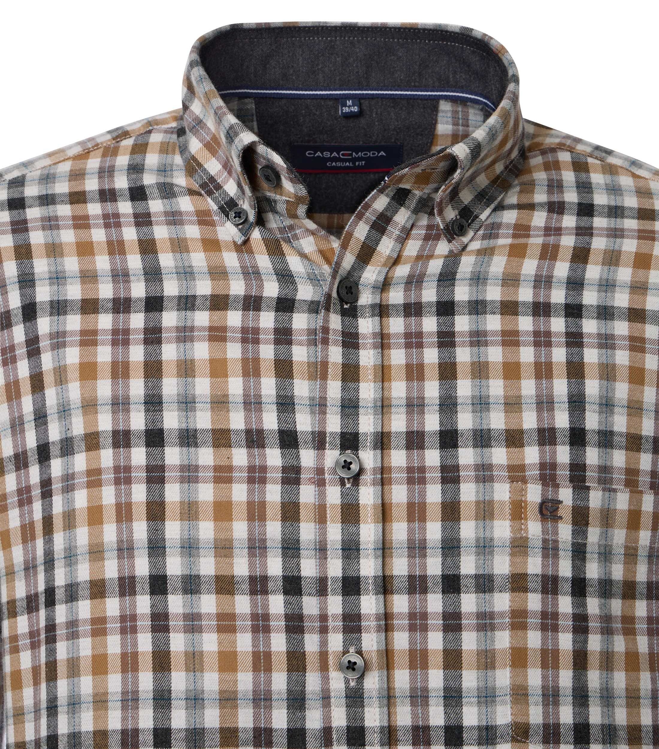 CASA MODA Sport casual fit overhemd, flanel, beige geruit - 444306900-600