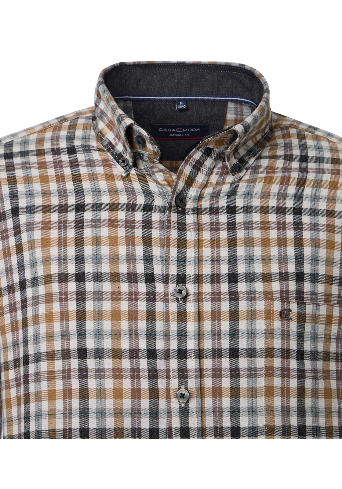CASA MODA Sport casual fit overhemd, flanel, beige geruit - 444306900-600 CASA MODA Sport casual fit overhemd, flanel, beige geruit - 444306900-600