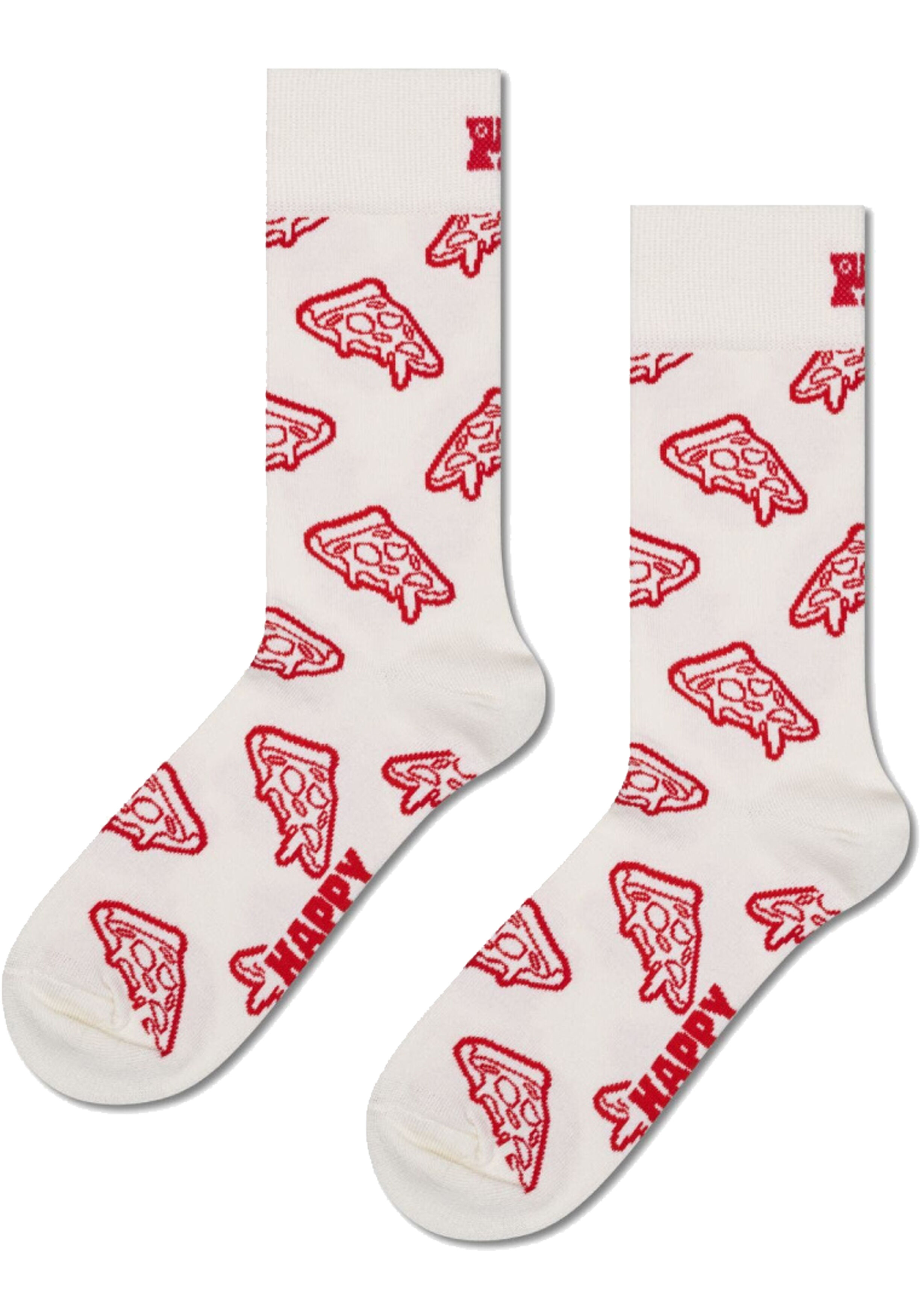 Happy Socks Pizza Sock, unisex sokken, wit
