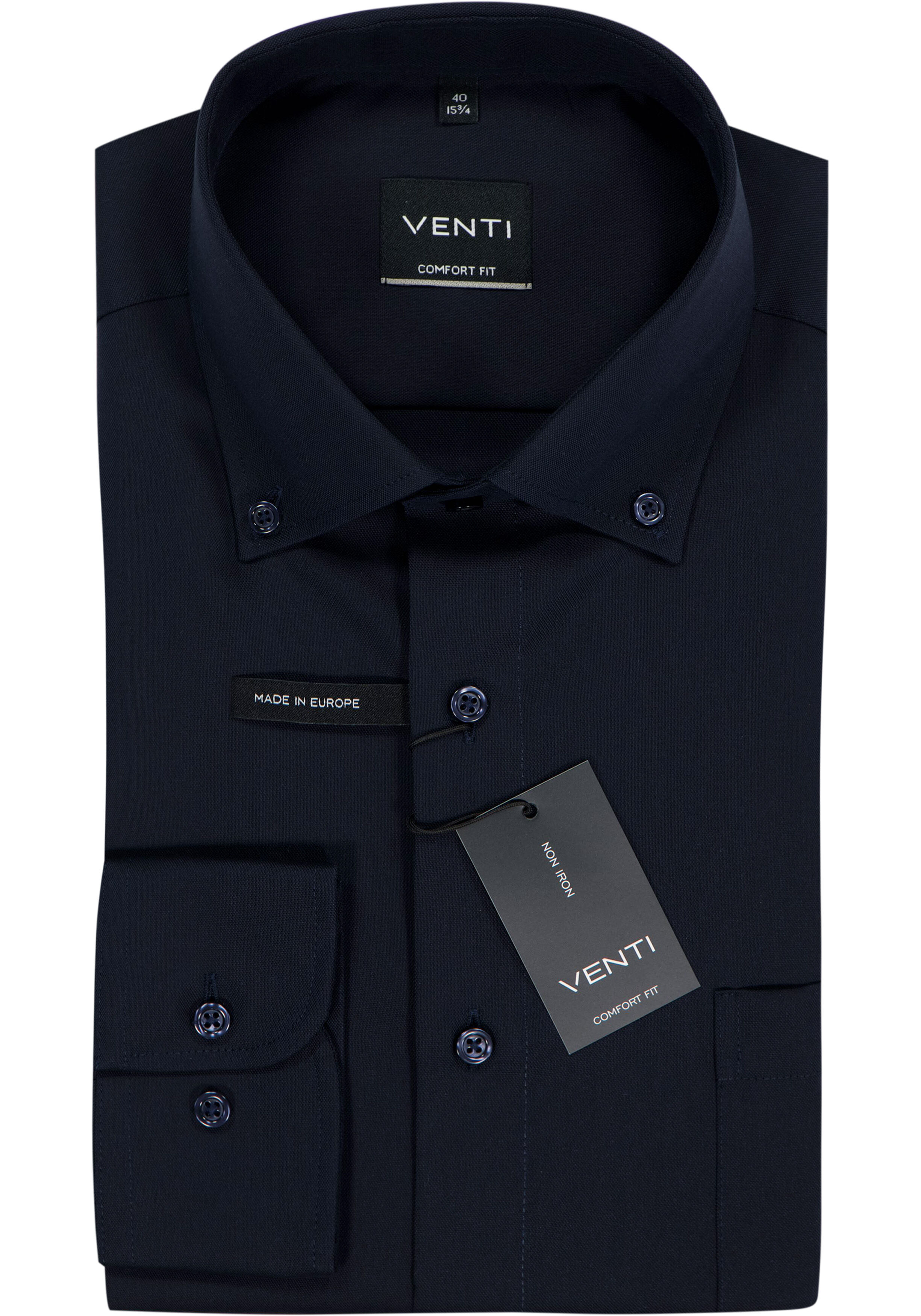 VENTI CASA MODA comfort fit overhemd, structuur, donkerblauw