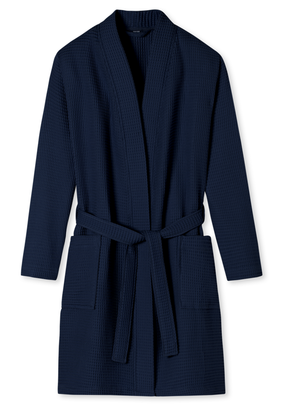 SCHIESSER Essentials badjas, dames badjas wafelpique donkerblauw SCHIESSER Essentials badjas, dames badjas wafelpique donkerblauw