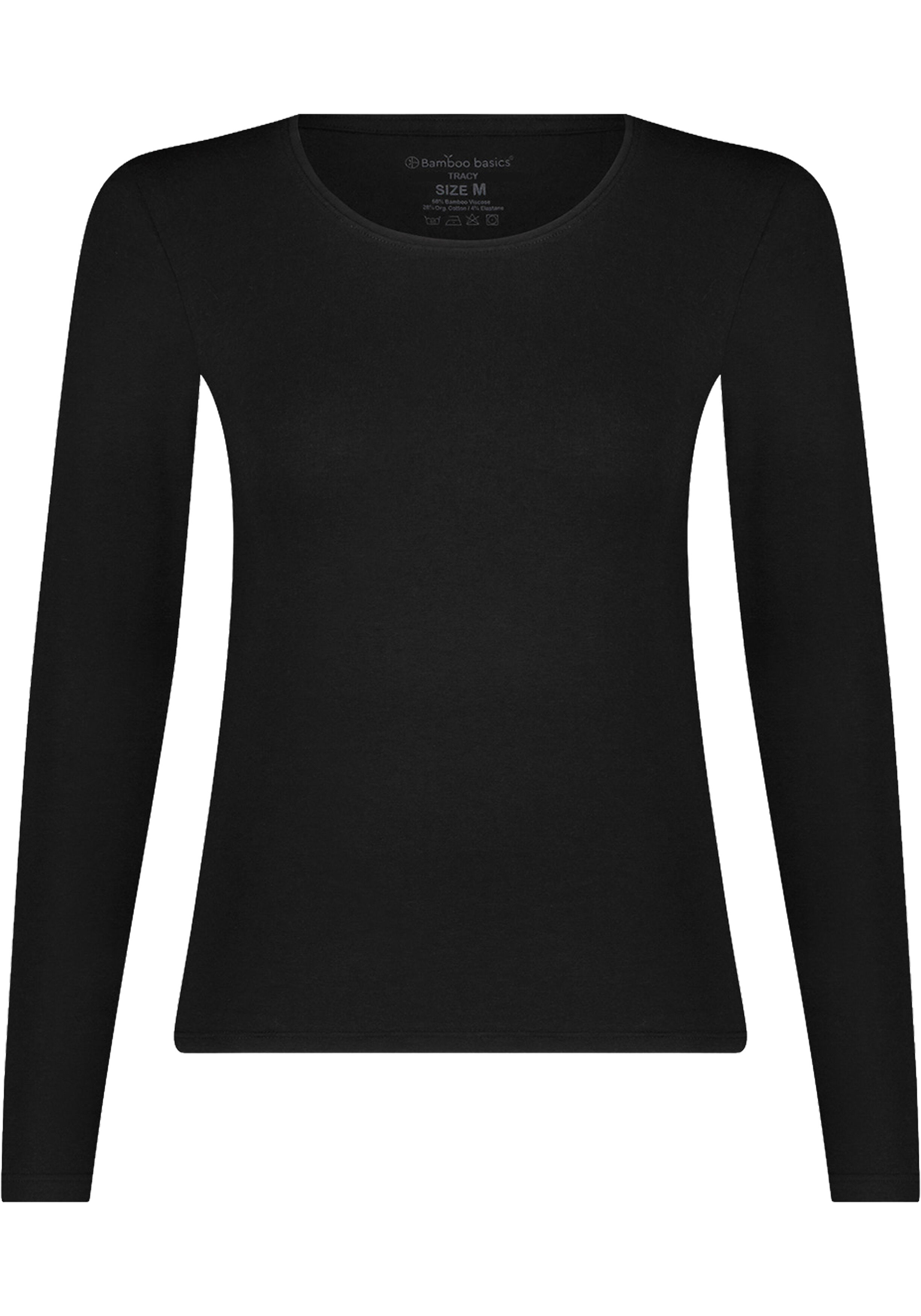 Bamboo Basics Tracy long sleeve, dames thermo T-shirt, zwart
