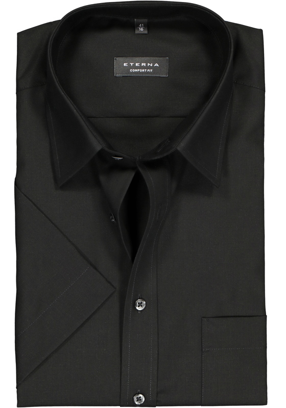 ETERNA comfort fit overhemd, korte mouw, poplin heren overhemd, zwart ETERNA comfort fit overhemd, korte mouw, poplin heren overhemd, zwart