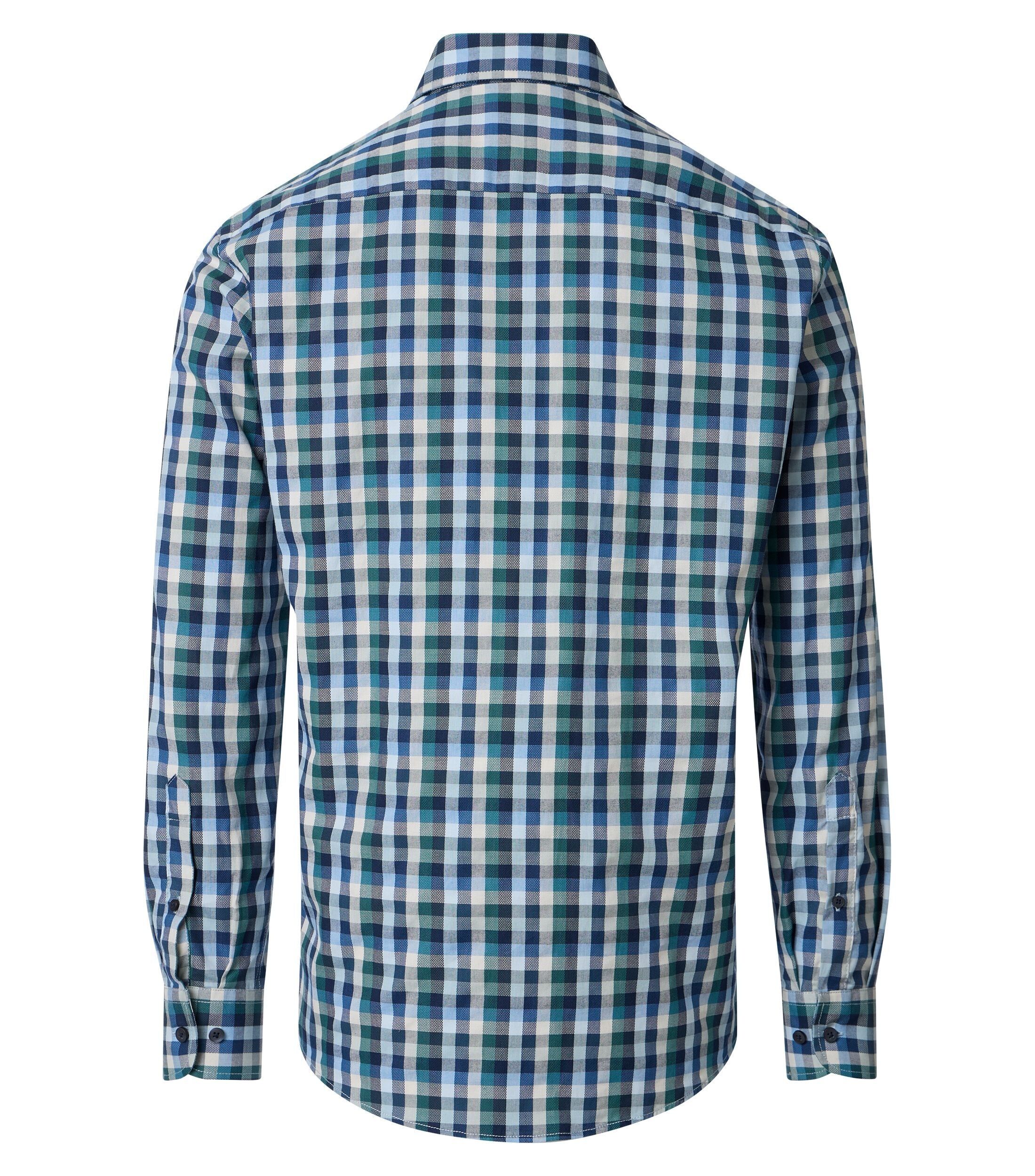 CASA MODA Sport casual fit overhemd, dobby, blauw met groen en wit geruit