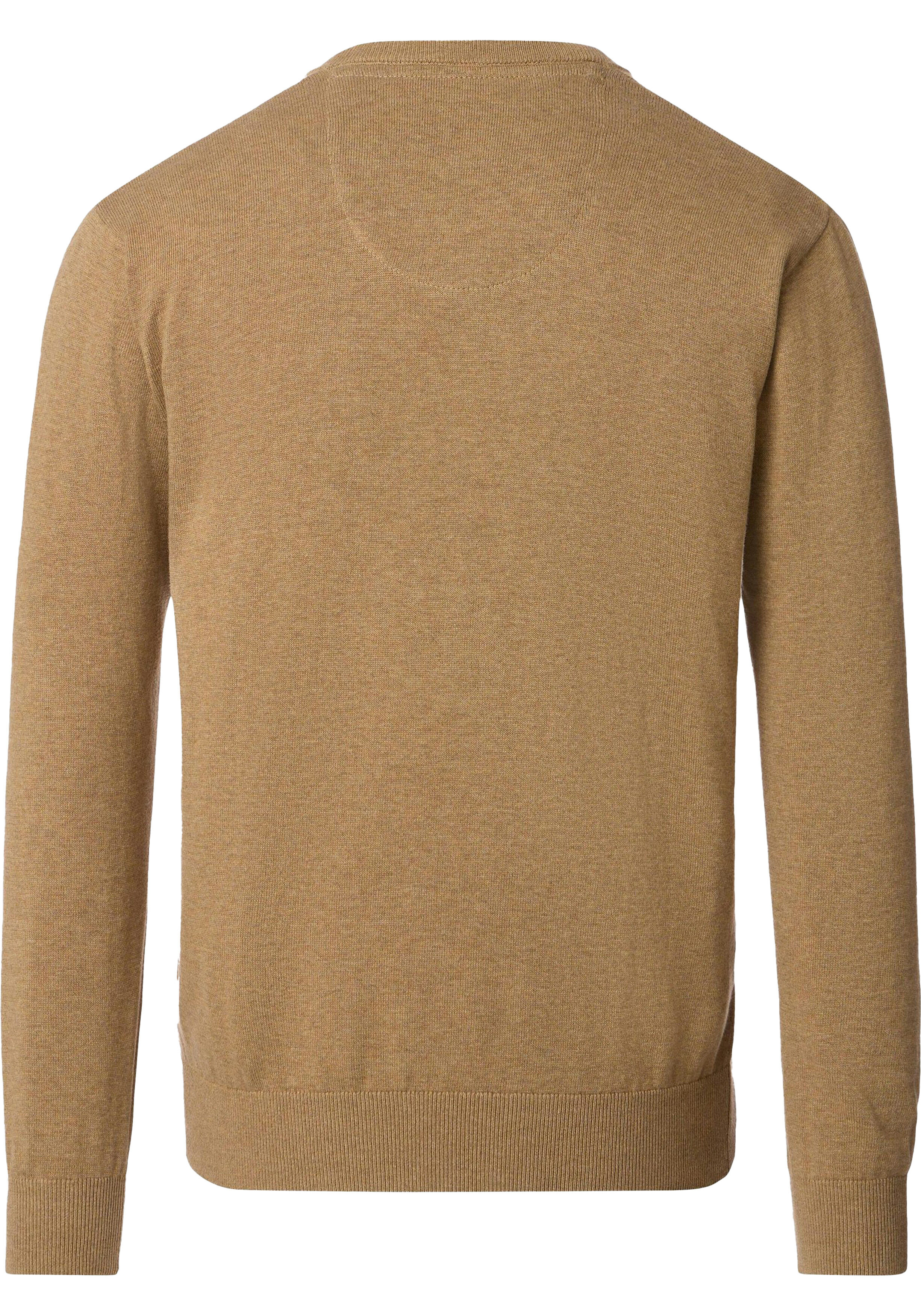 Redmond heren trui katoen, V-hals, beige (middeldik)