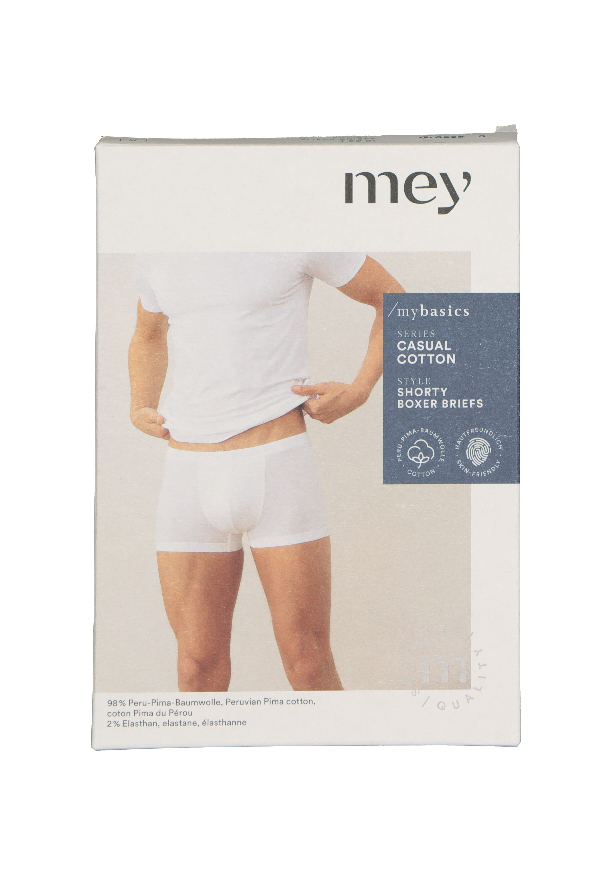 Mey Casual Cotton shorty (1-pack), heren boxer kort, wit