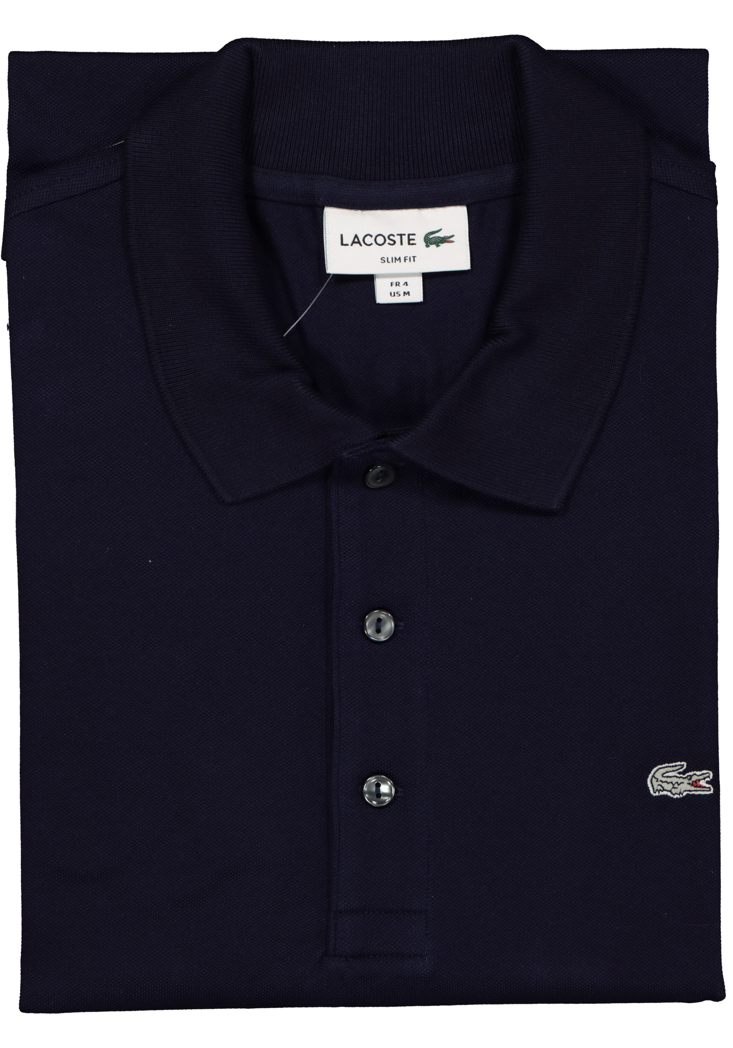 Lacoste stretch slim fit polo, heren polo extra getailleerd, marine blauw