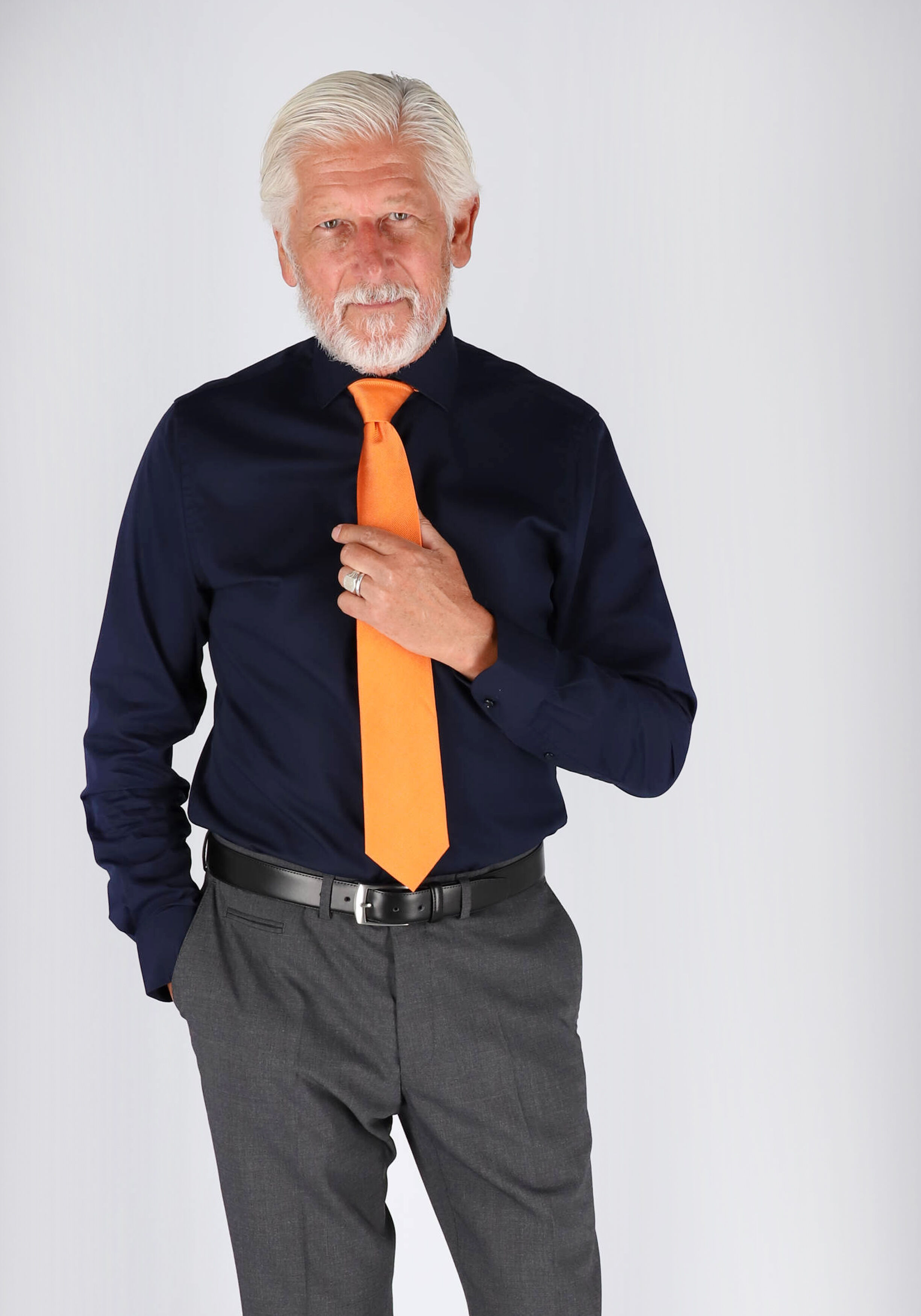 Profuomo slim fit overhemd, fine twill, marine blauw