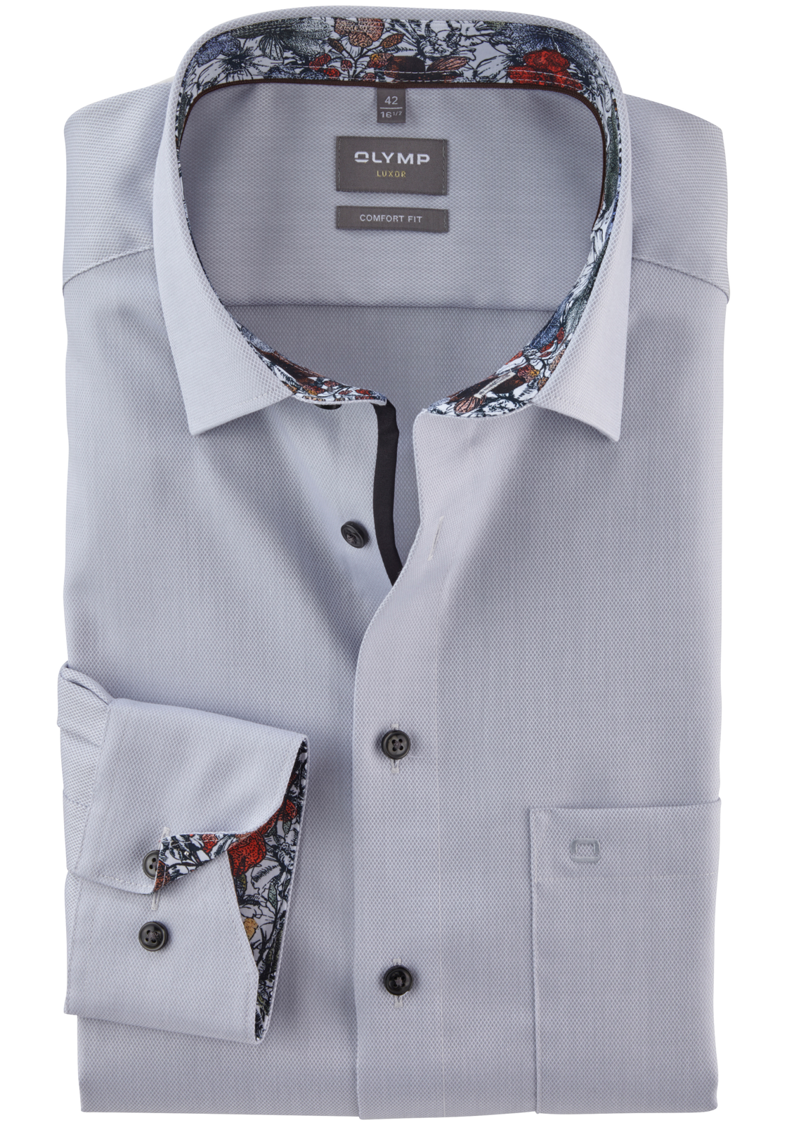 OLYMP comfort fit overhemd, structuur, zilvergrijs OLYMP comfort fit overhemd, structuur, zilvergrijs