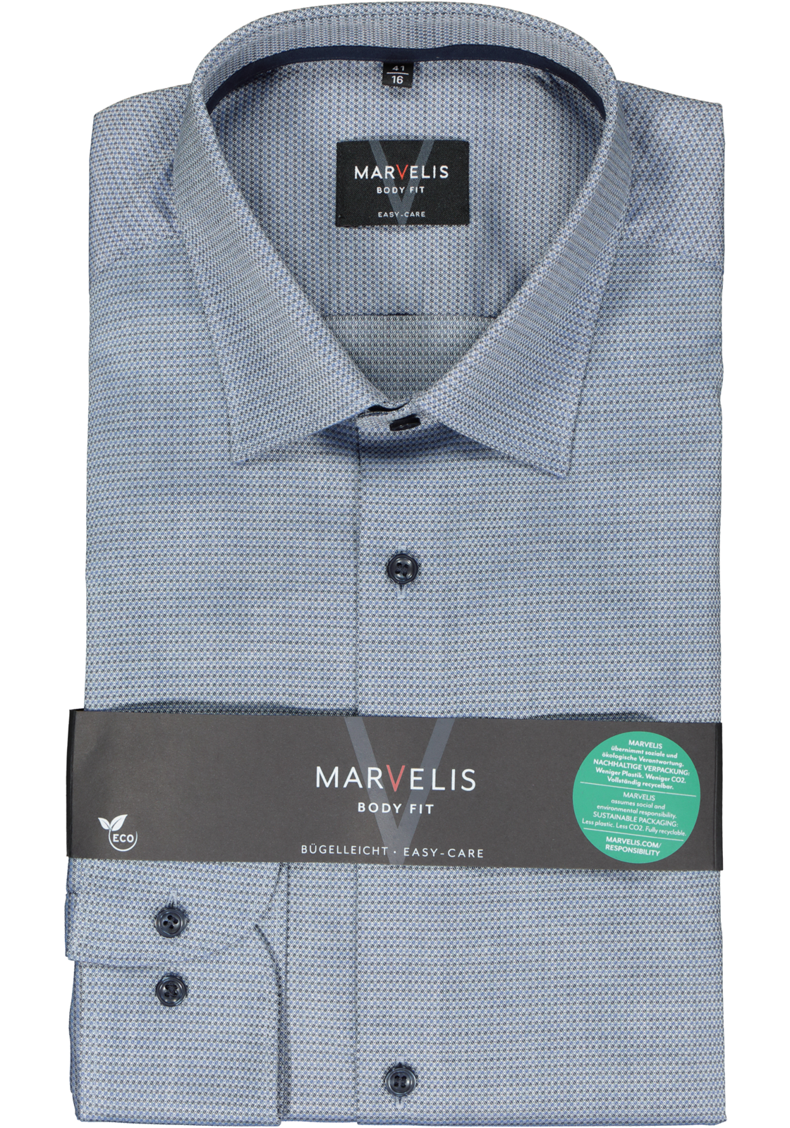 2-4062534770299_marvelis-overhemd_HR MARVELIS body fit overhemd, structuur, donkerblauw mini dessin